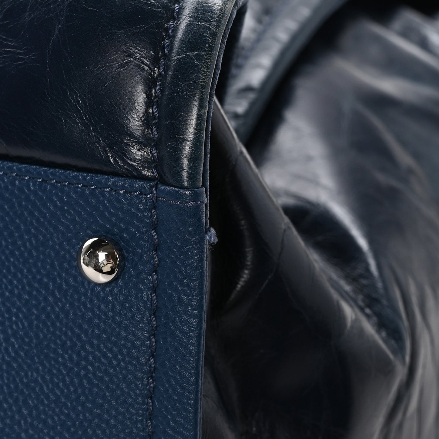Glazed Calfskin Large Deauville Tote Blue