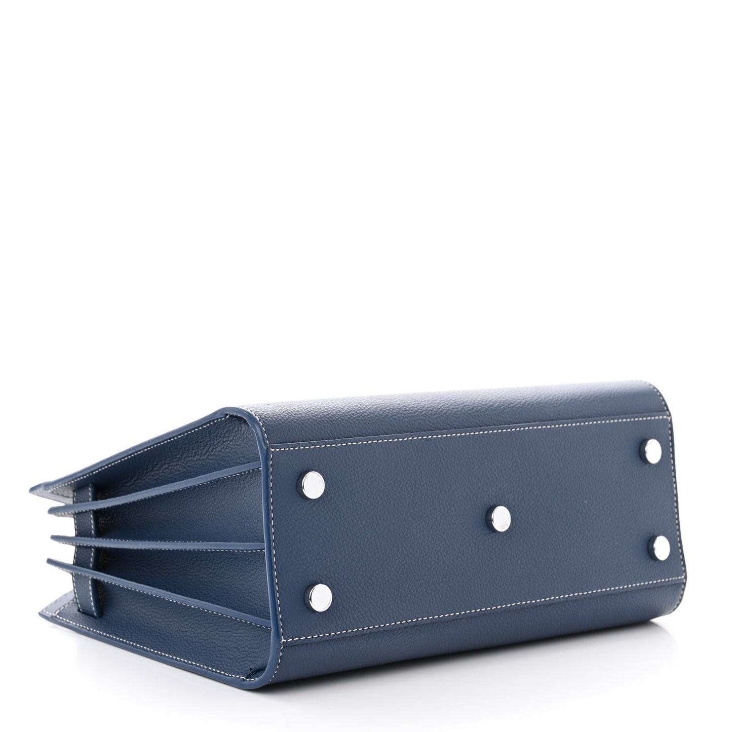 Grained Calfskin Topstitch Baby Sac De Jour Denim