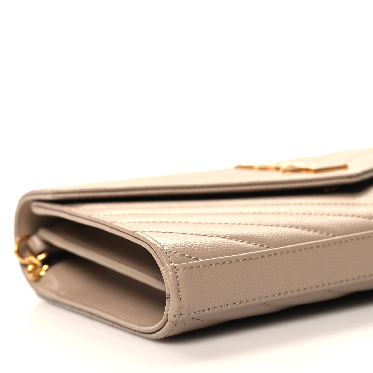 Grain De Poudre Matelasse Chevron Monogram Chain Wallet Nude Powder