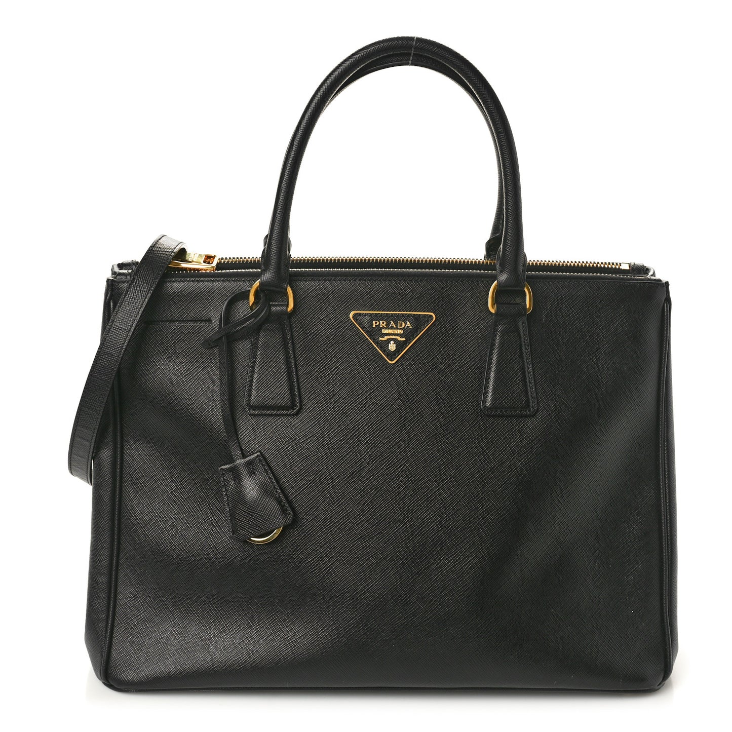 Saffiano Medium Galleria Double Zip Tote Black