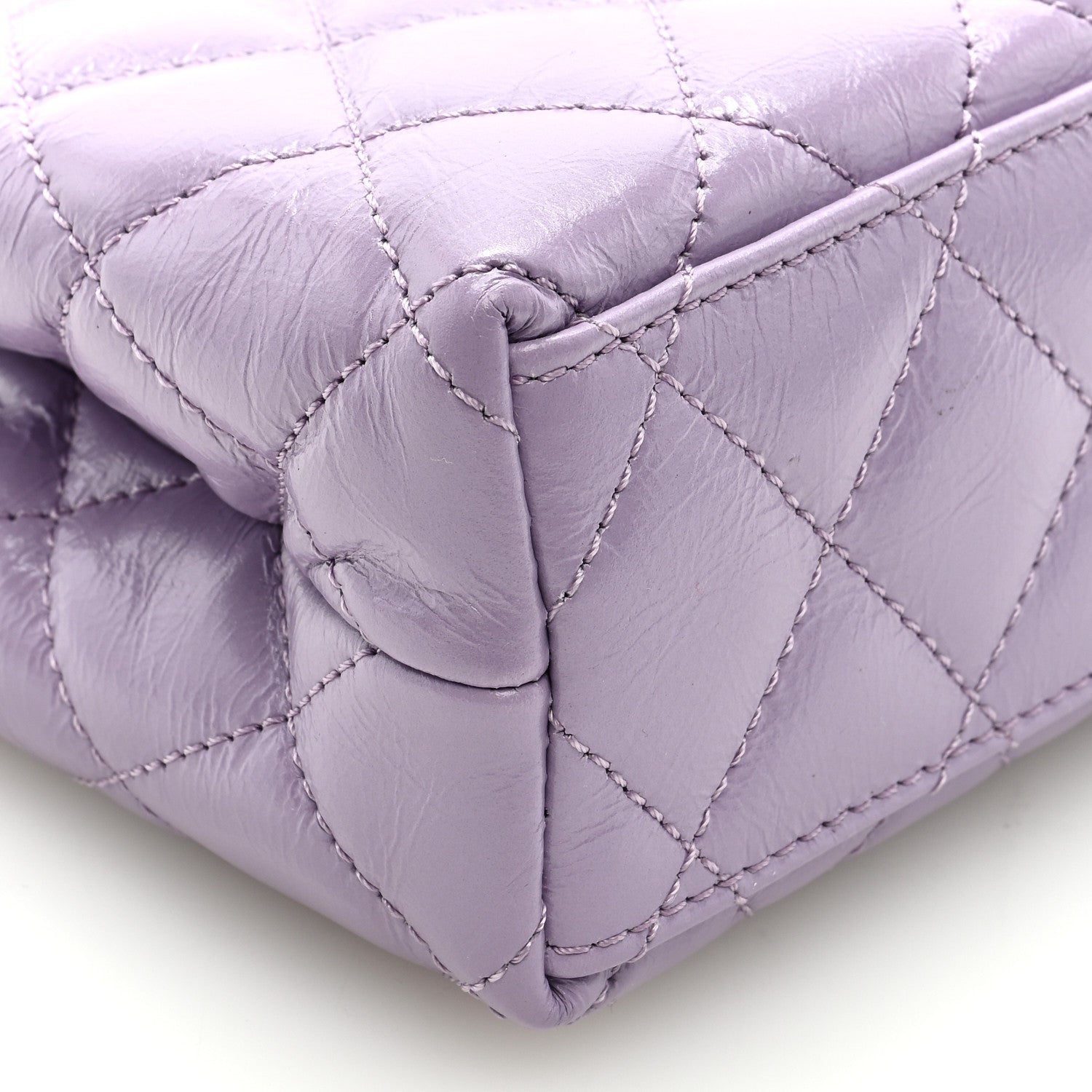 Chanel Shiny Aged Calfskin Quilted Nano Kelly Shopper Lilac 8 of 9