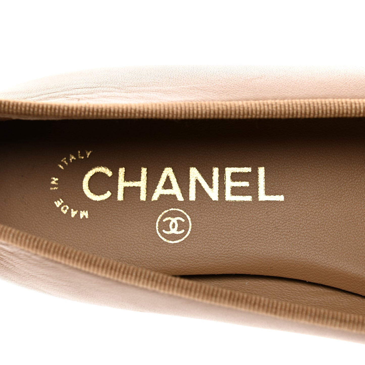 Lambskin Cap Toe CC Ballerina Flats 38 Beige Black