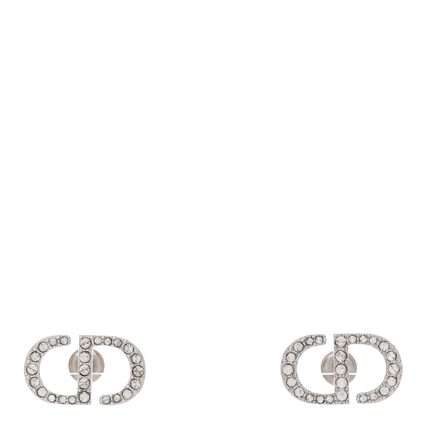 Crystal Petit CD Stud Earrings Silver
