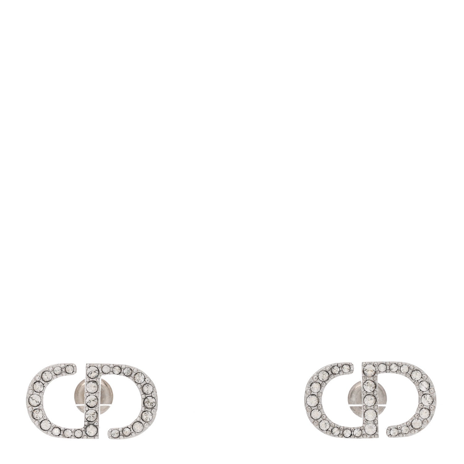 Christian Dior Crystal Petit CD Stud Earrings Silver 1 of 4