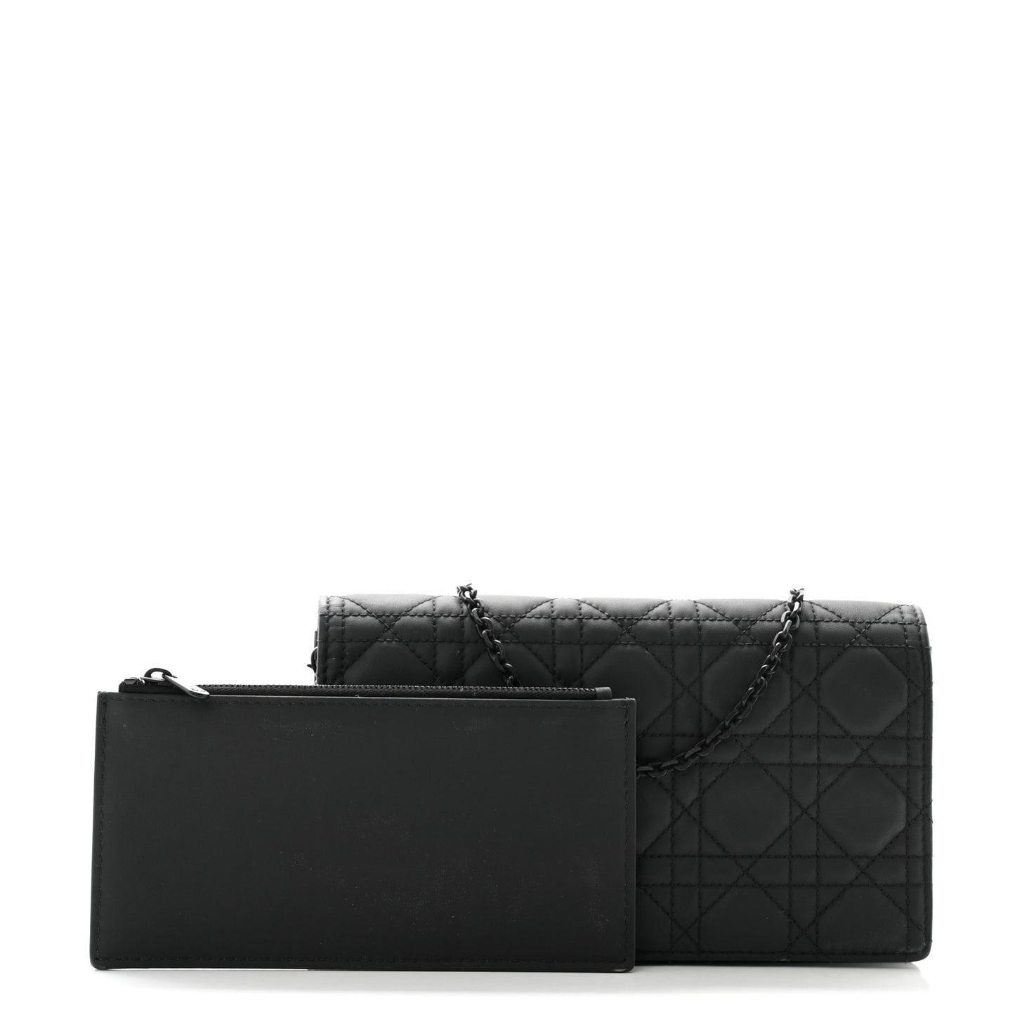 Ultra Matte Calfskin Cannage Lady Dior Clutch Black