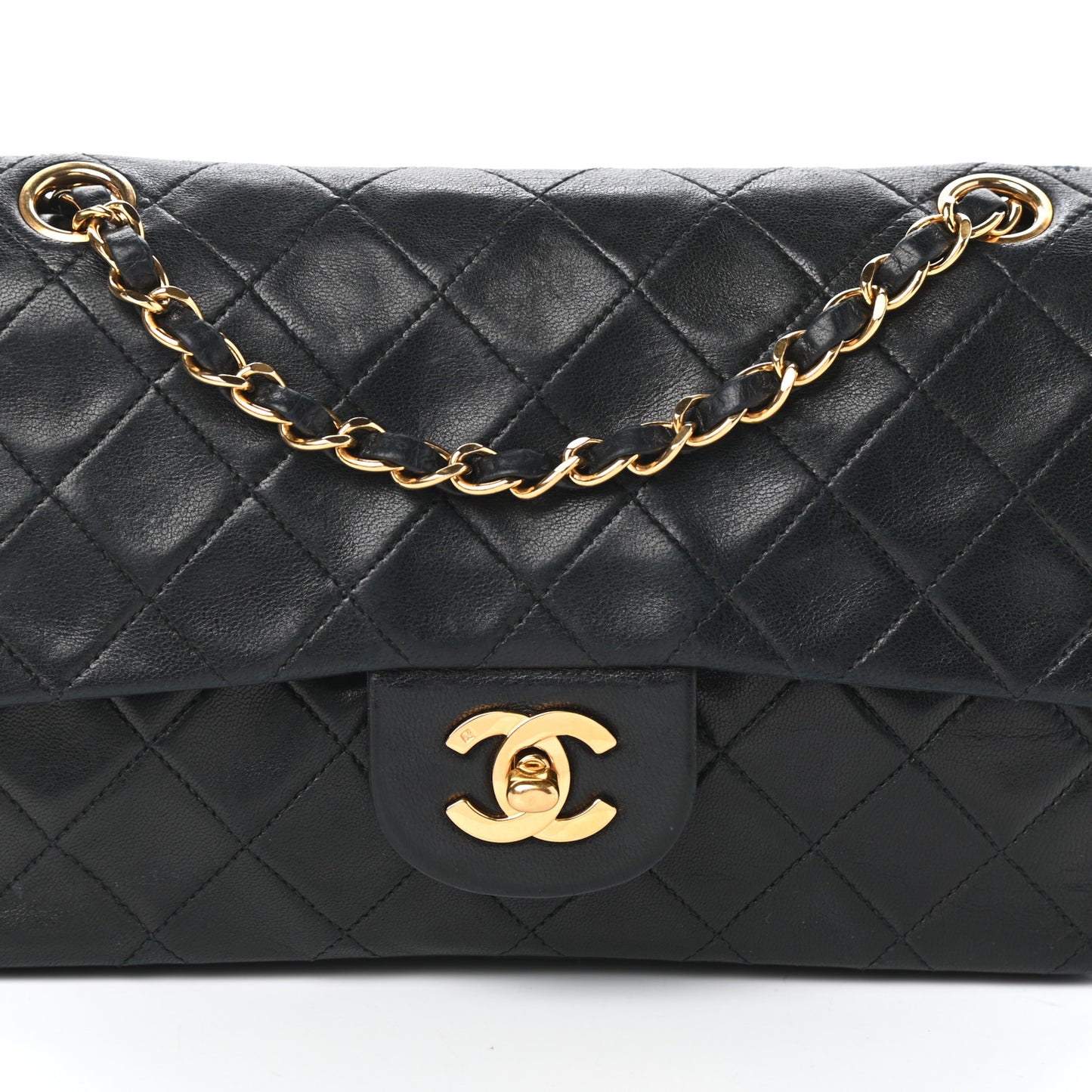 Lambskin Quilted Small Double Flap Black