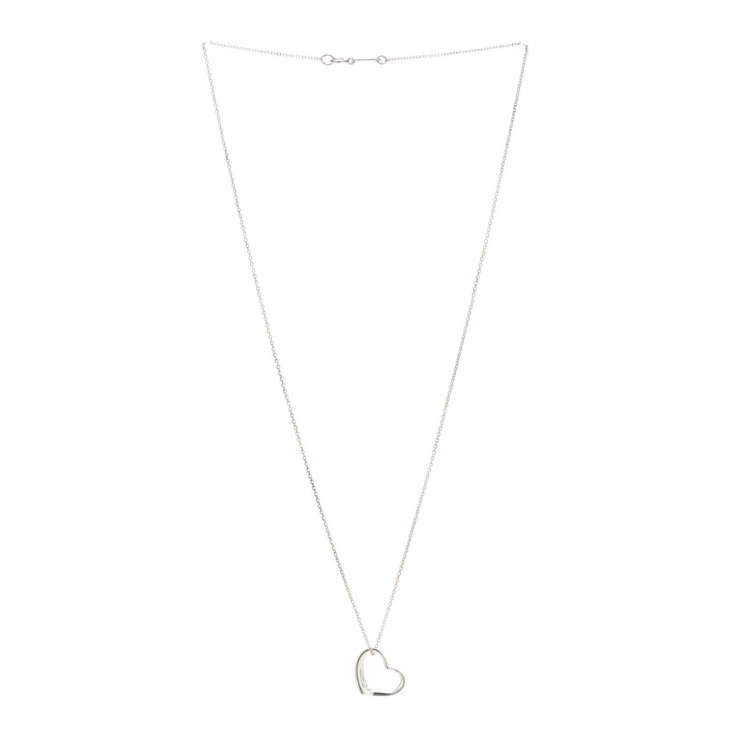 Sterling Silver 14mm Elsa Peretti Open Heart Pendant Necklace