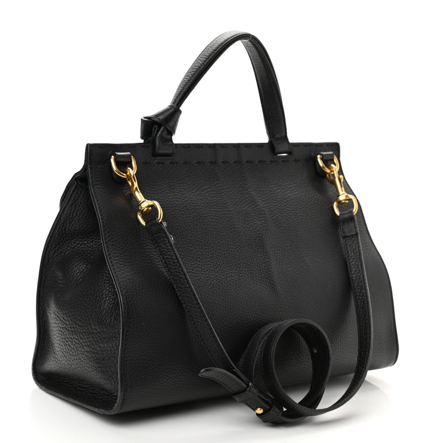 Calfskin Small GG Marmont Top Handle Bag Black