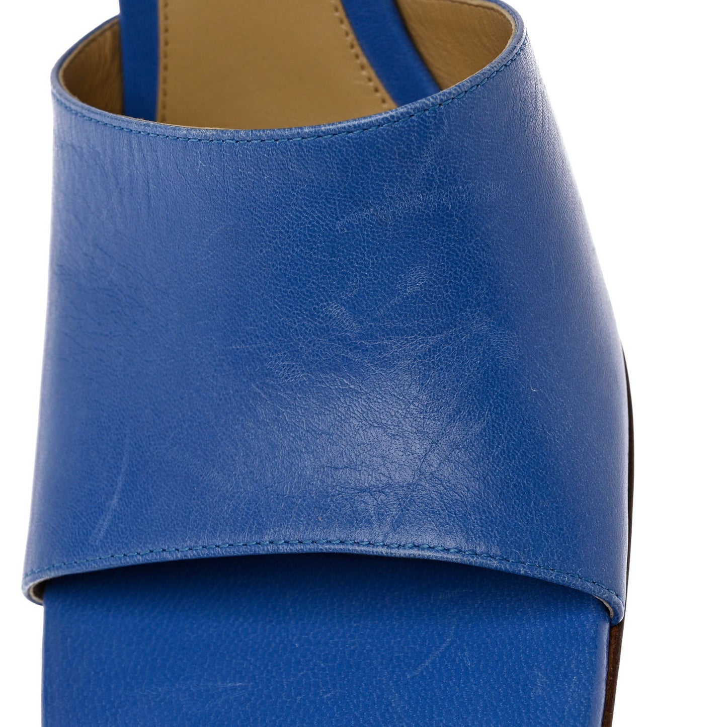 Lambskin Stretch Mule Sandals 37 Aquarium
