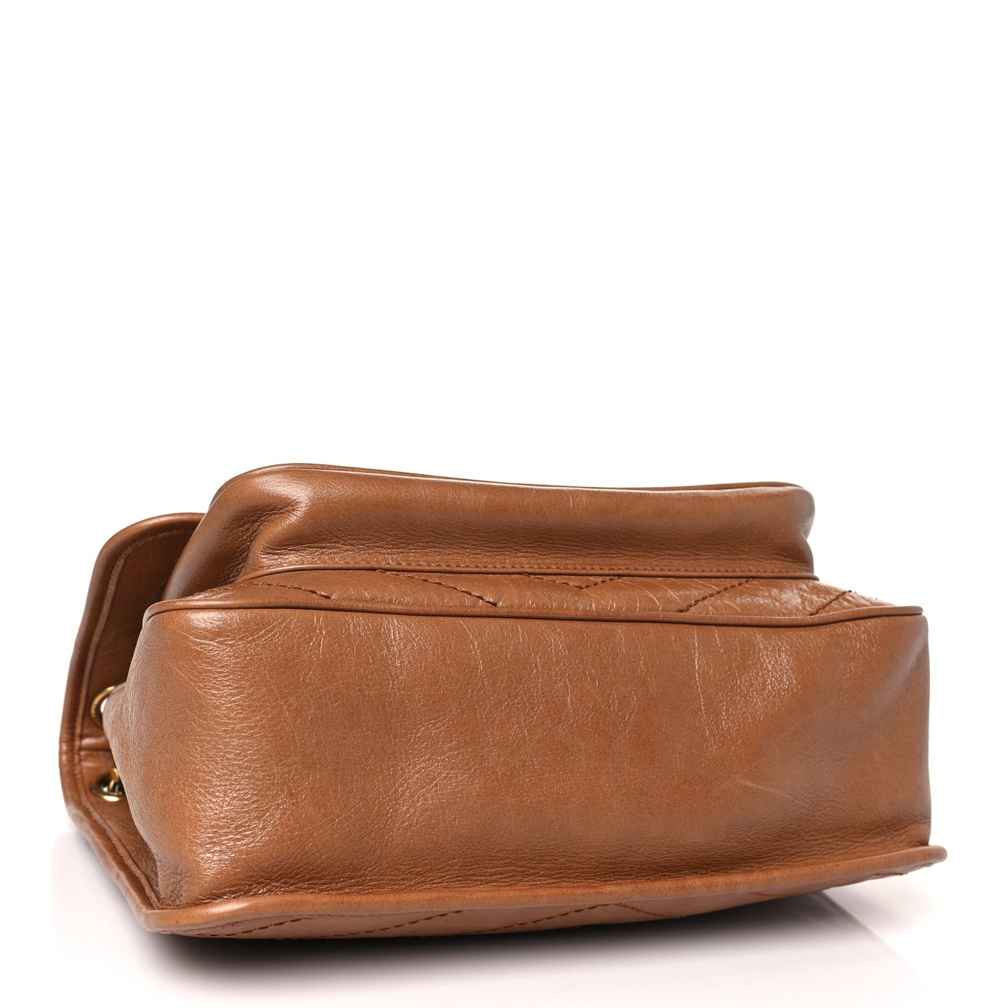 Crinkled Calfskin Matelasse Monogram Medium Niki Chain Satchel Caramel