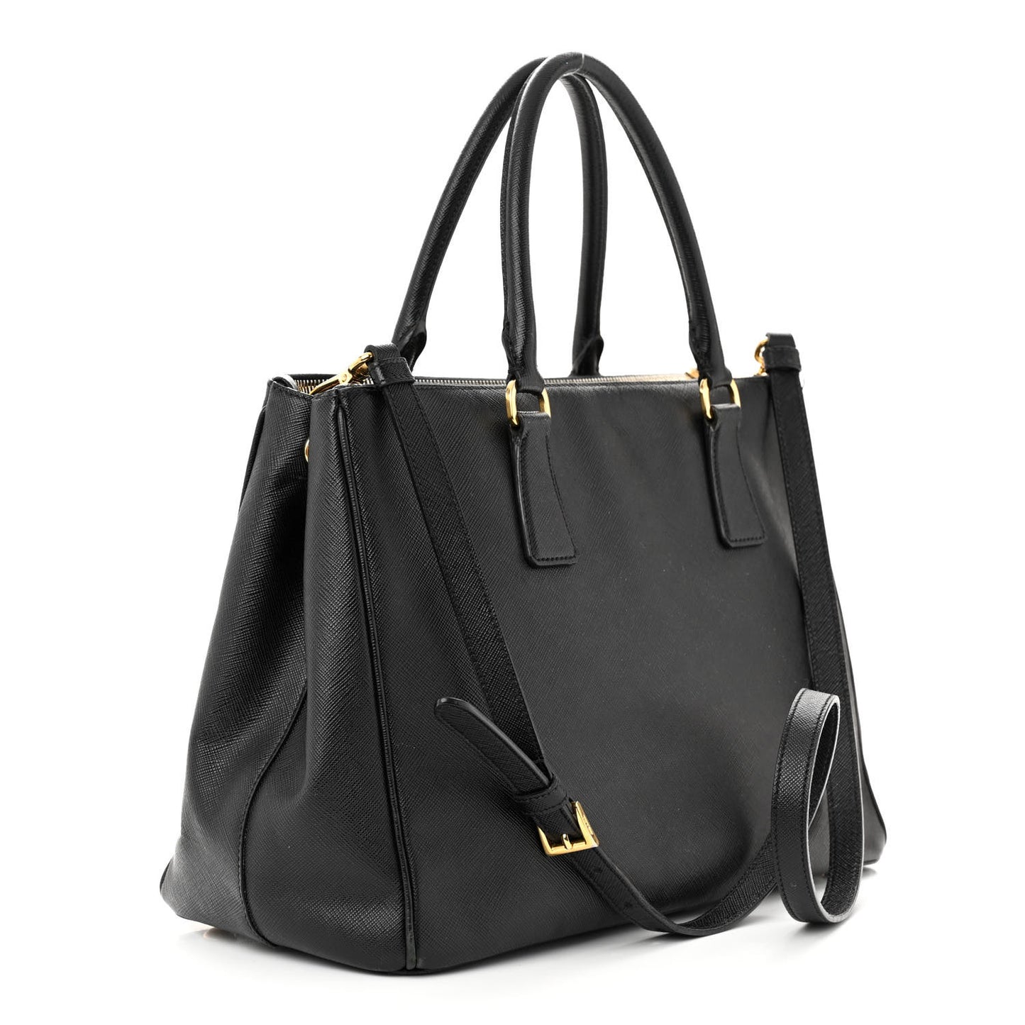 Saffiano Medium Galleria Double Zip Tote Black