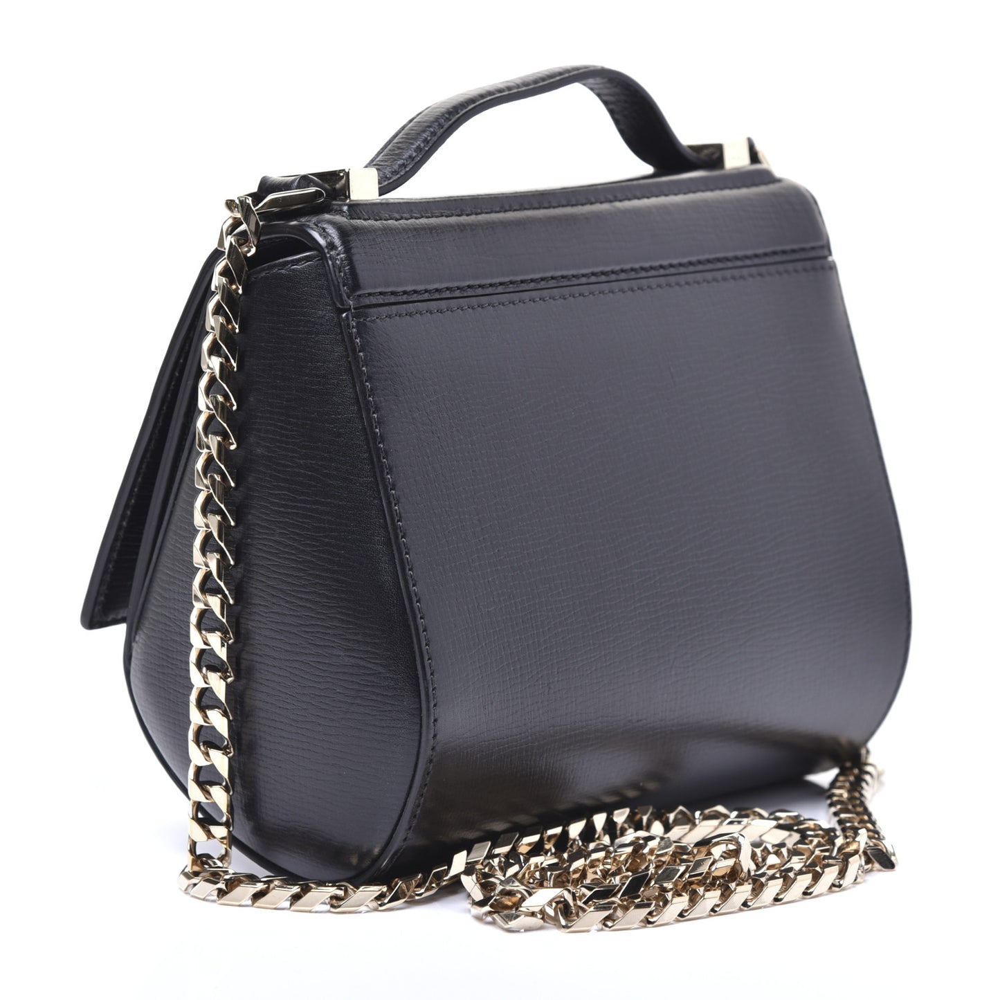 Textured Calfskin Mini Pandora Box Chain Crossbody Bag Black