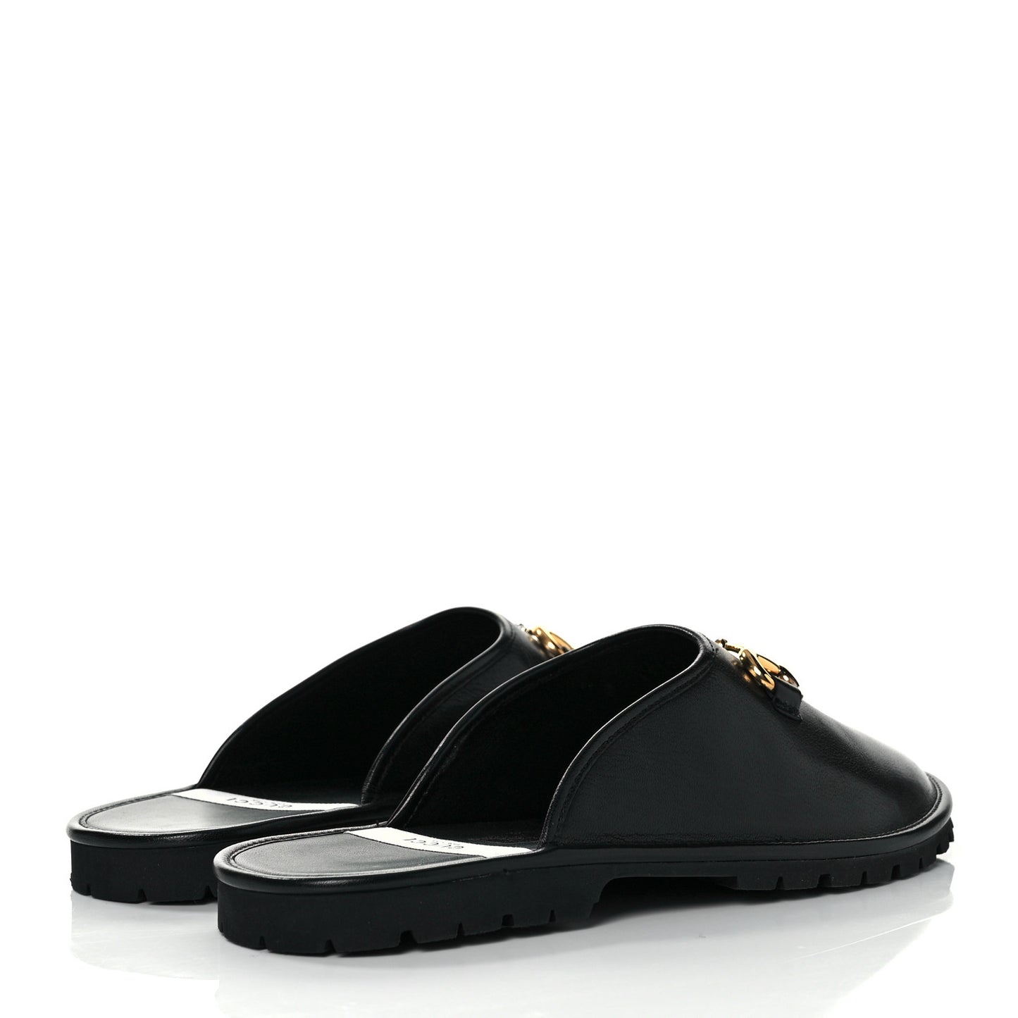 Goatskin Mens Horsebit Lug Sole Slippers 11 Black