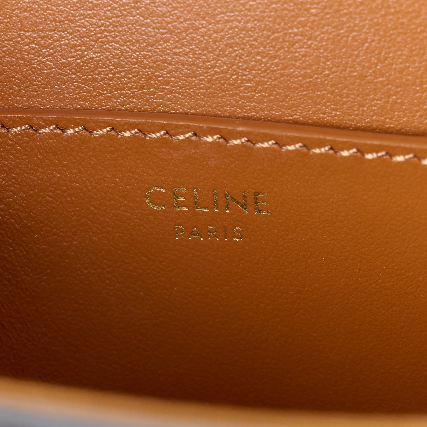 Triomphe Canvas Calfskin Tabou Clutch on Strap Tan