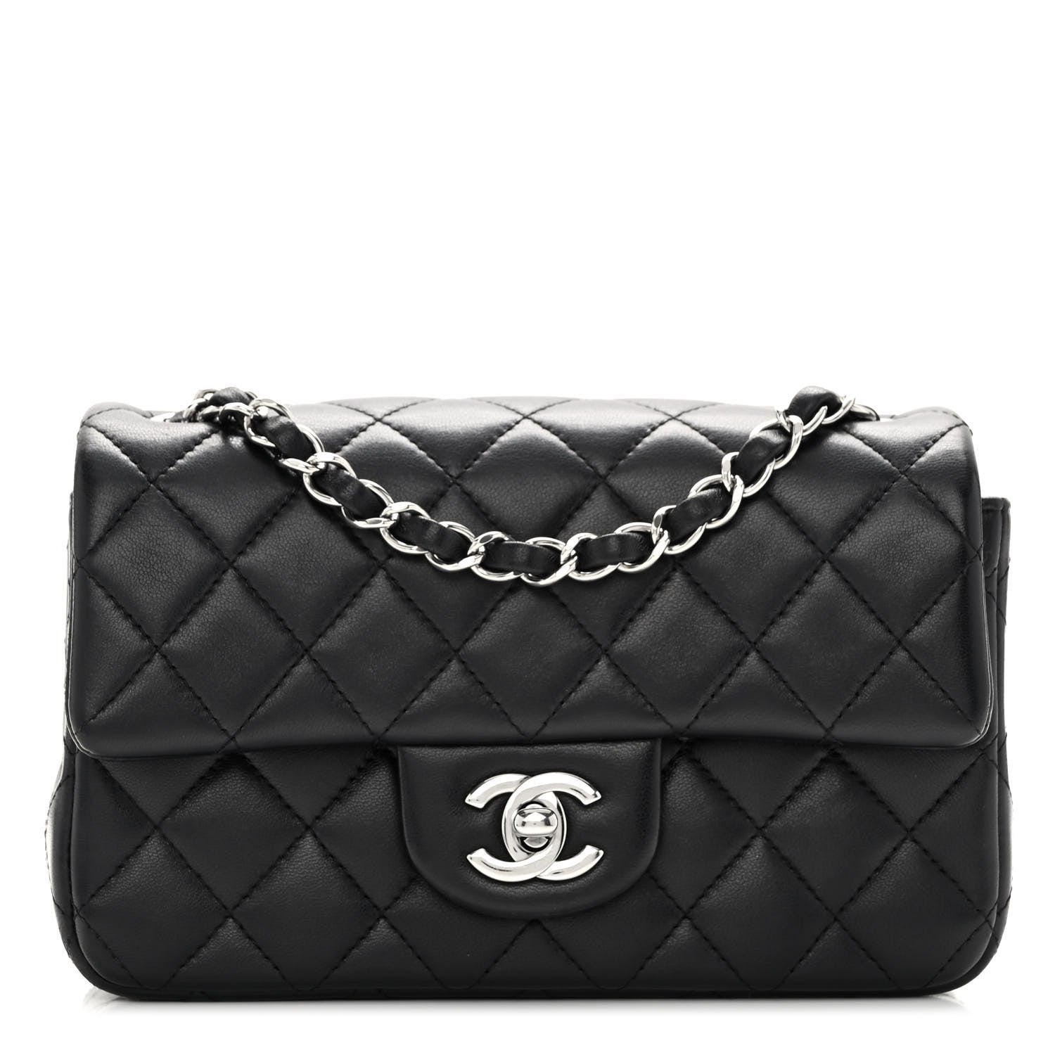 Chanel Lambskin Quilted Mini Rectangular Flap Black 1 of 10