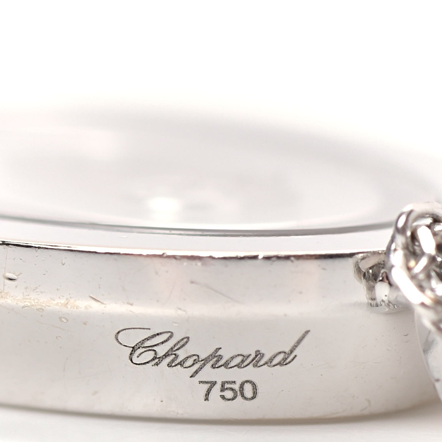 Chopard 18K White Gold Happy Diamonds Oval Pendant Necklace 6 of 10