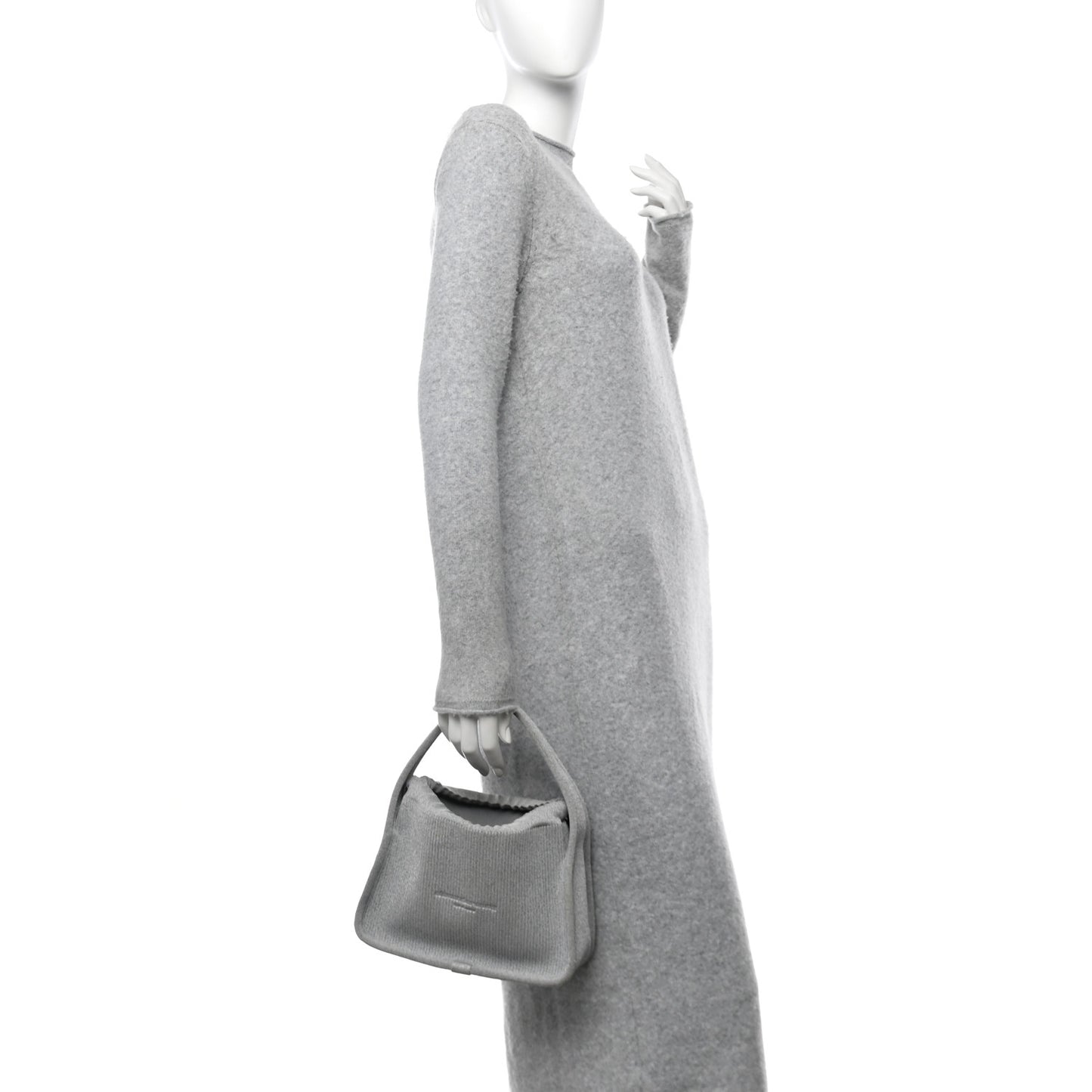 Metallic Ribbed Knit Small Ryan Bag Silver