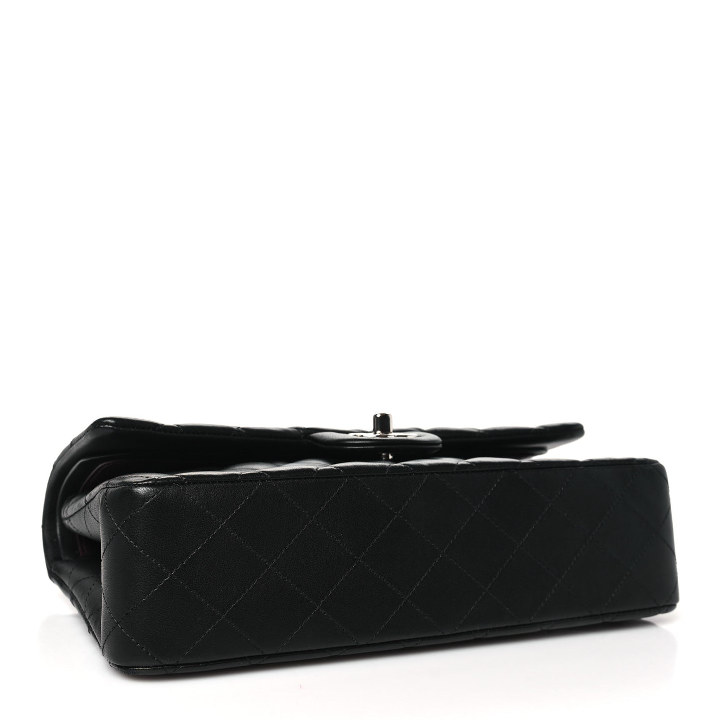 Lambskin Quilted Medium Double Flap Black