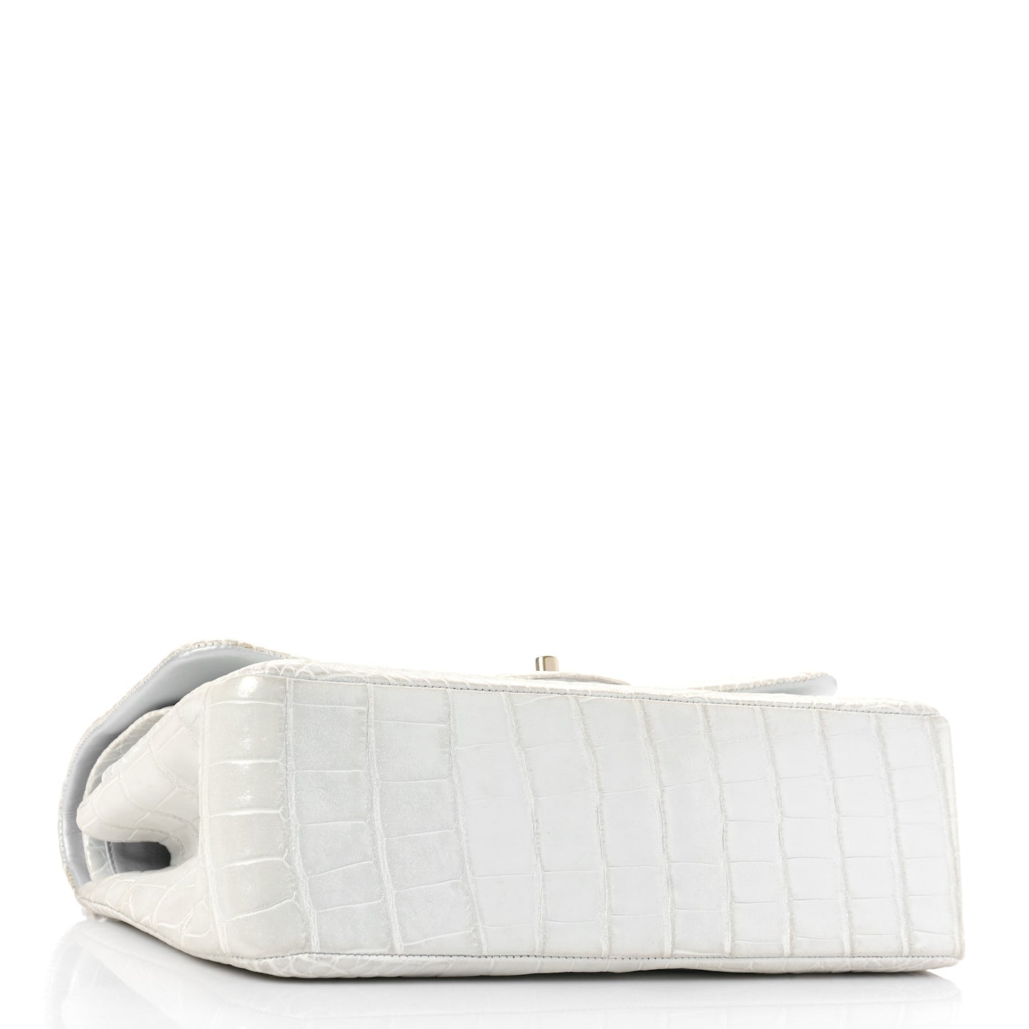 Iridescent Alligator Jumbo Double Flap Light Grey