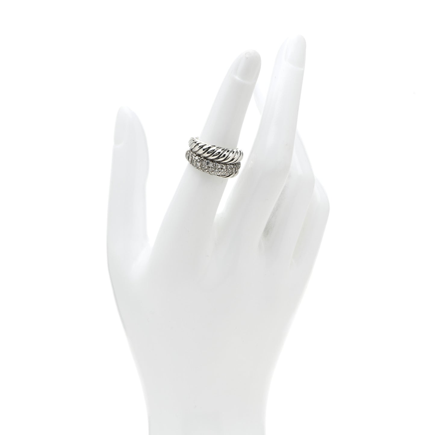 Sterling Silver Diamond Thoroughbred Cable Wrap Ring 52 6