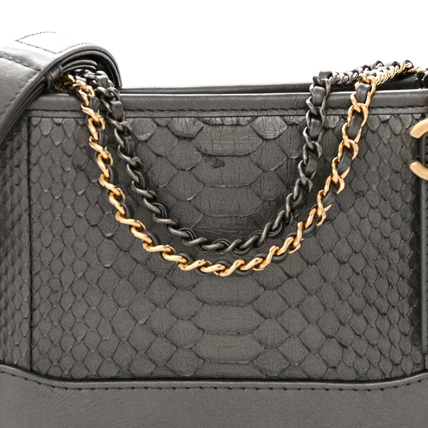 Metallic Snakeskin Small Gabrielle Hobo Pewter