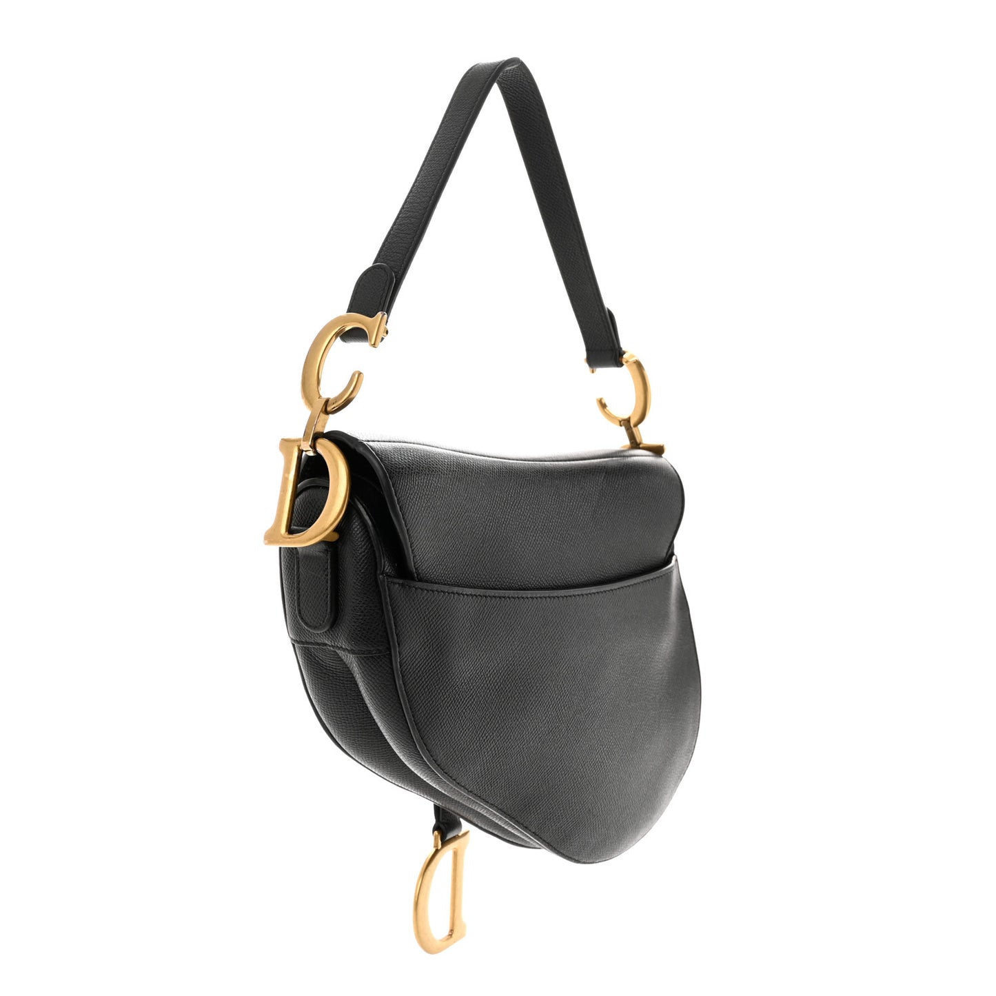 Grained Calfskin Saddle Bag Black