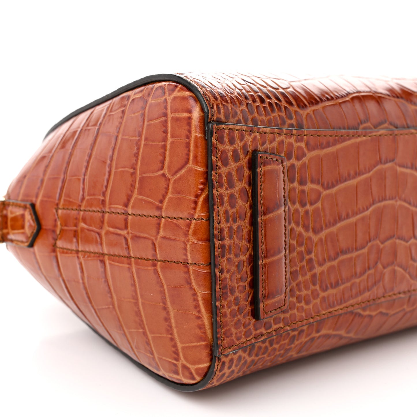Calfskin Crocodile Embossed Mini Antigona Cognac