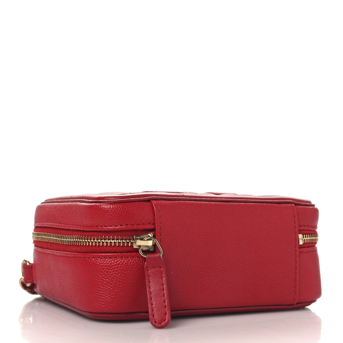 Caviar Quilted Filigree Vanity Clutch With Chain Red