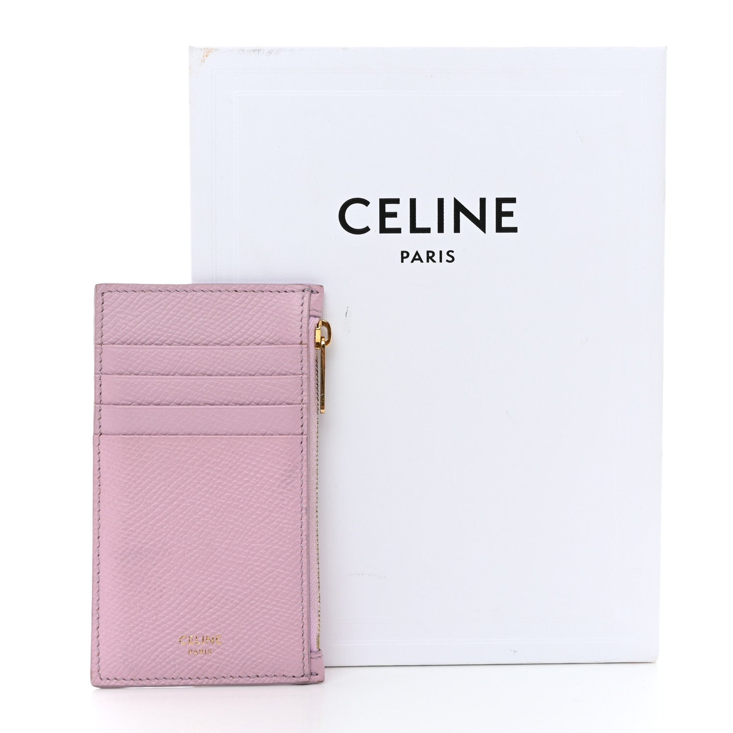 Celine Grained Calfskin Zipped Card Holder Pink 22 of 22