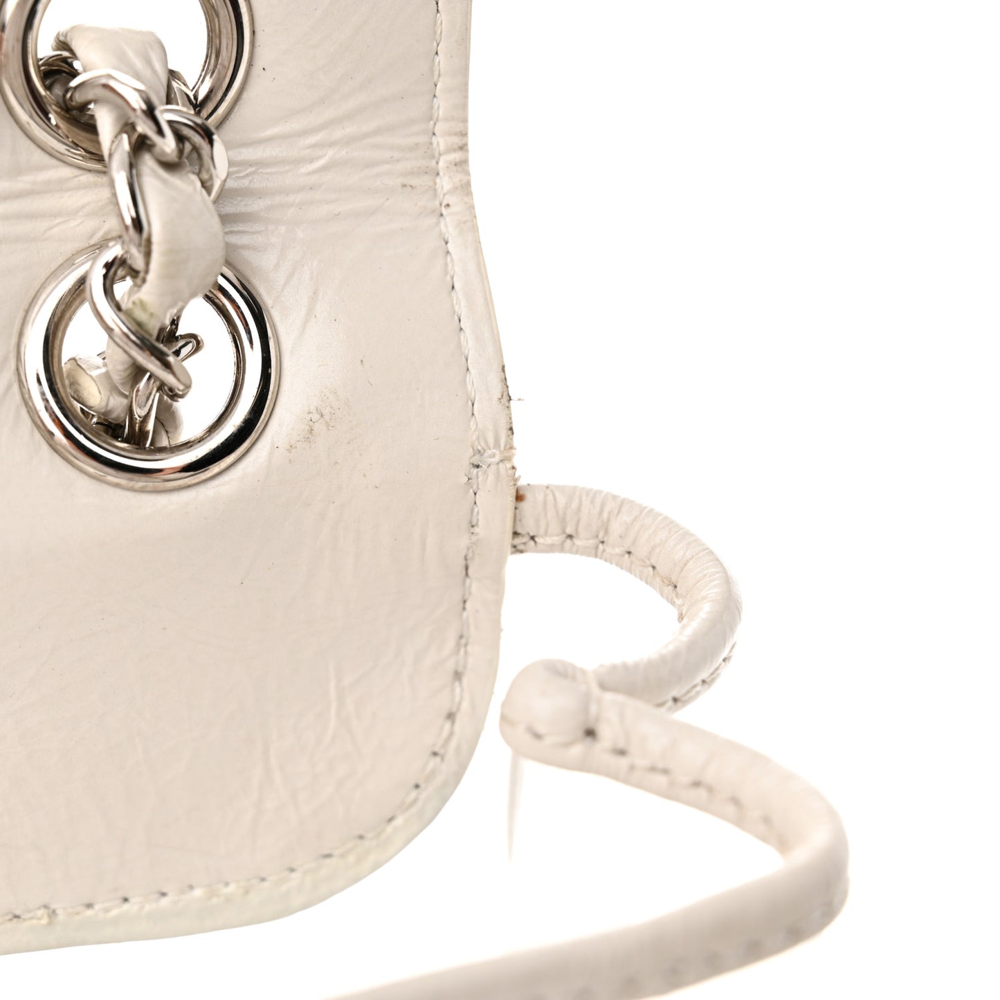 Crumpled Calfskin PVC Quilted Backpack White