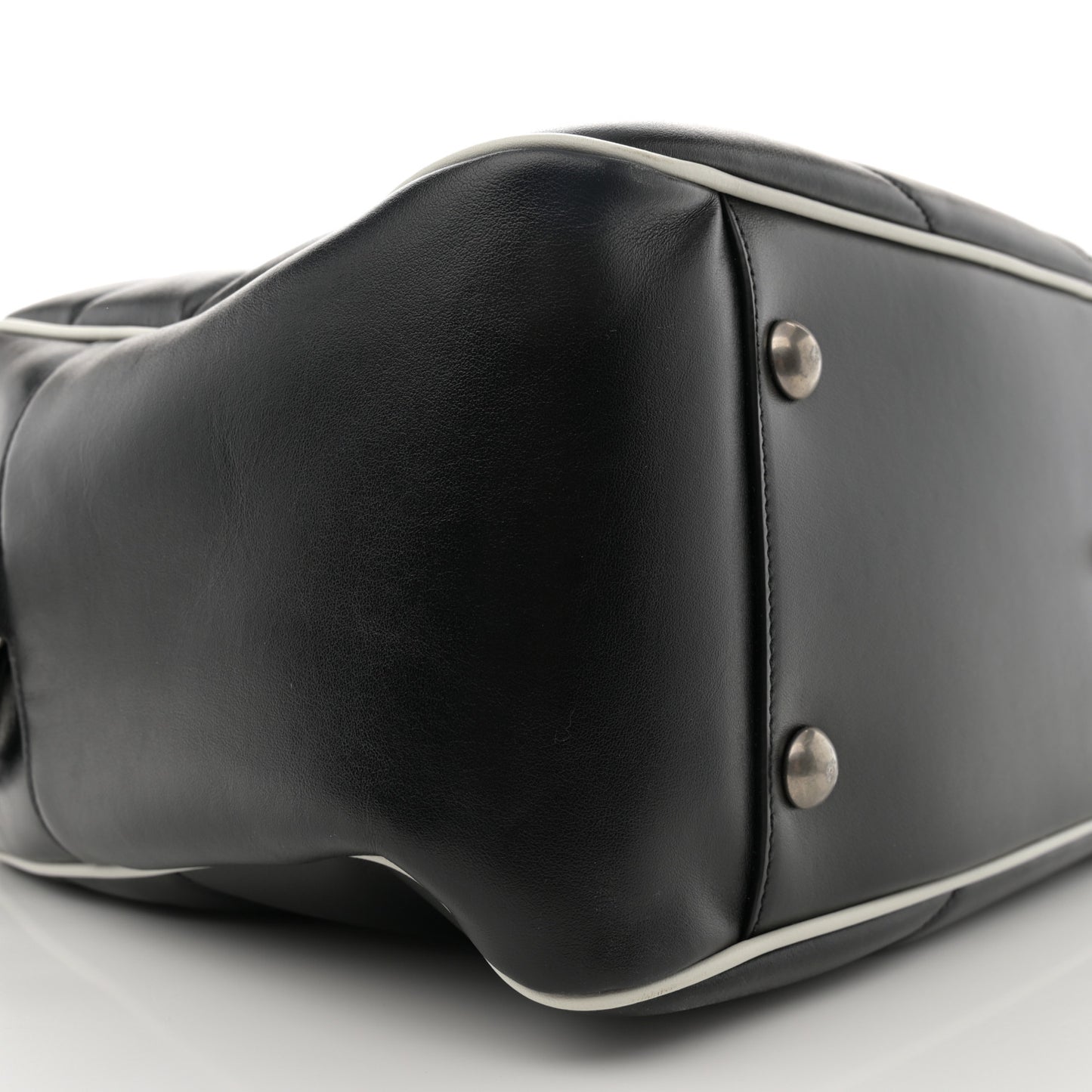 Calfskin Medium Miles Logo Bowler Duffel Bag Black