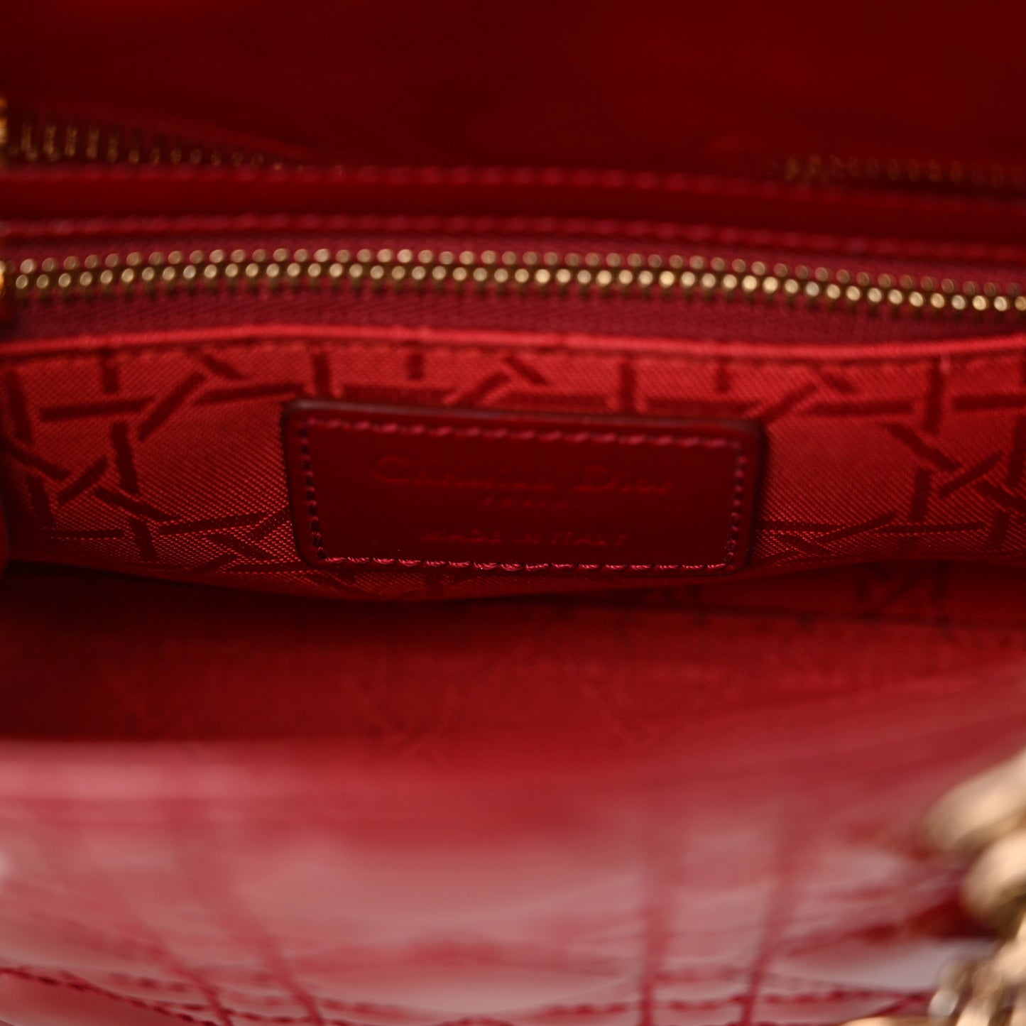 Patent Cannage Mini Lady Dior Red