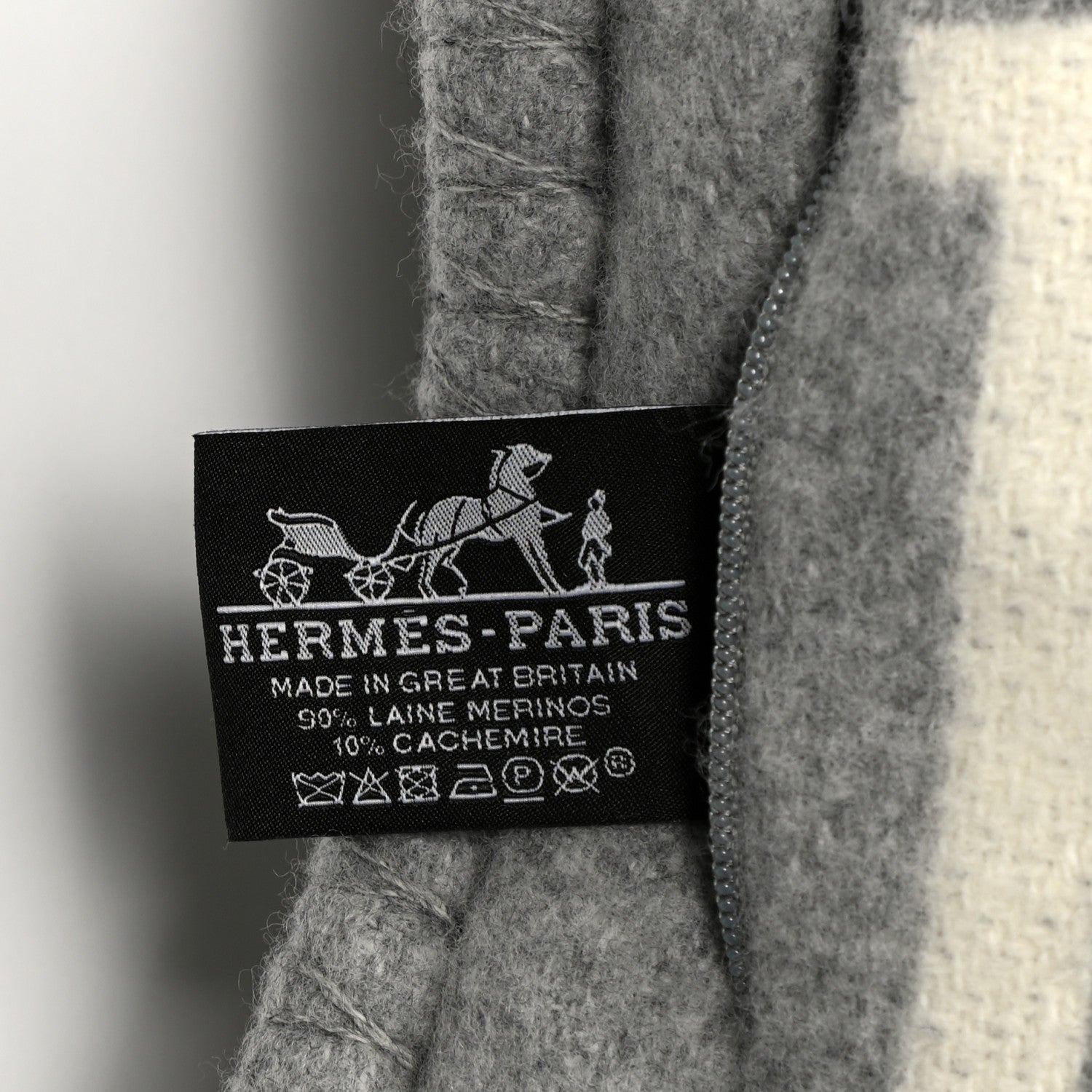 Hermes Wool Cashmere Avalon III Pillow PM Ecru Gris Clair 3 of 3