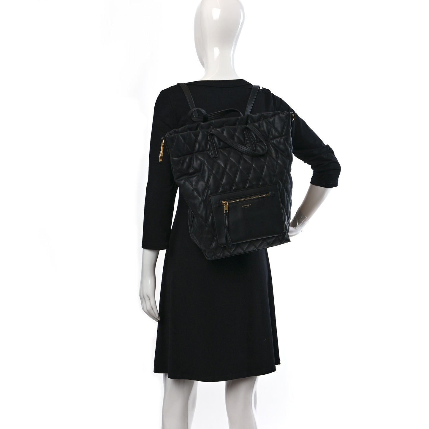 Rubberized Canvas Quilted Duo Backpack Black