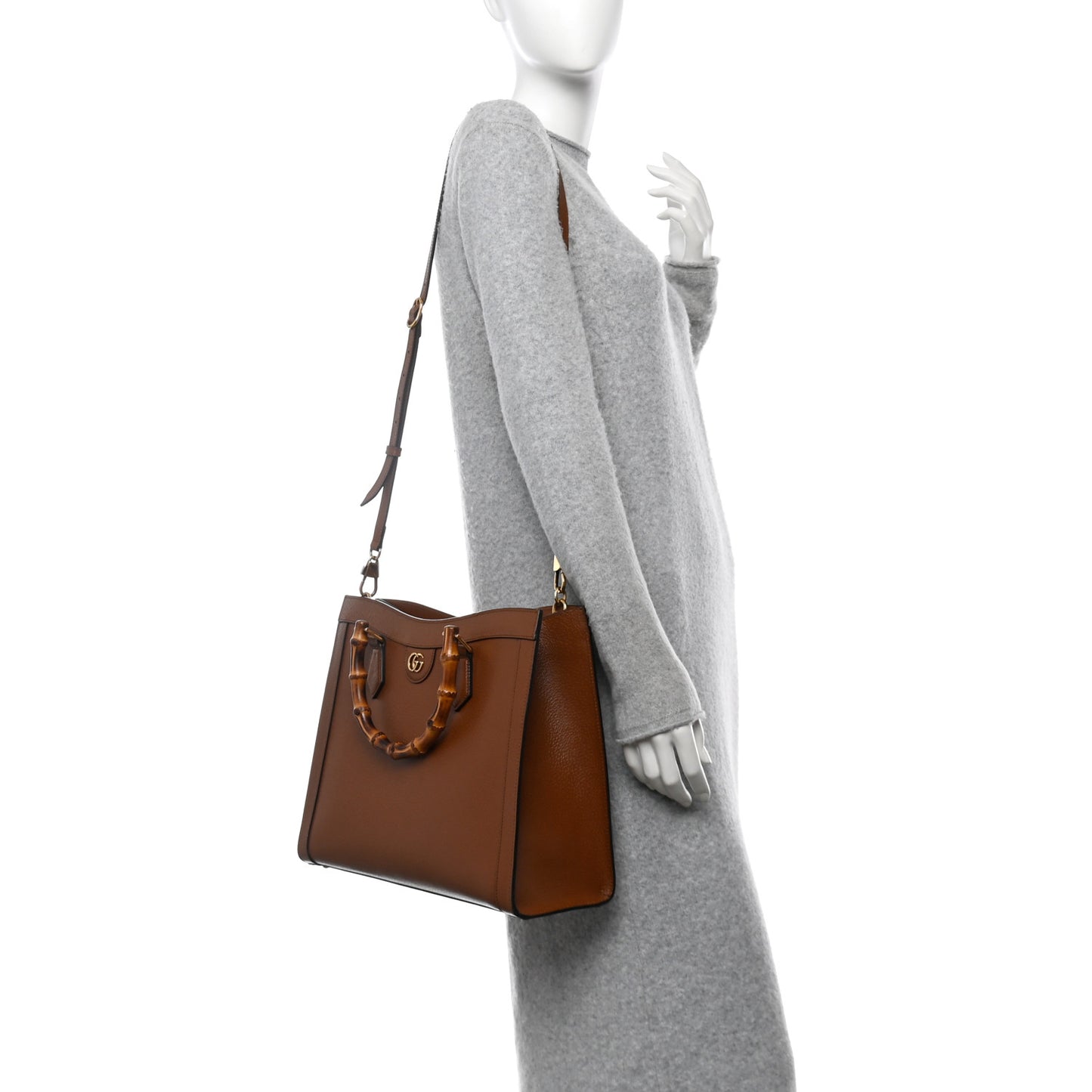 Textured Dollar Calfskin Medium Diana Tote Bag Cuir Black