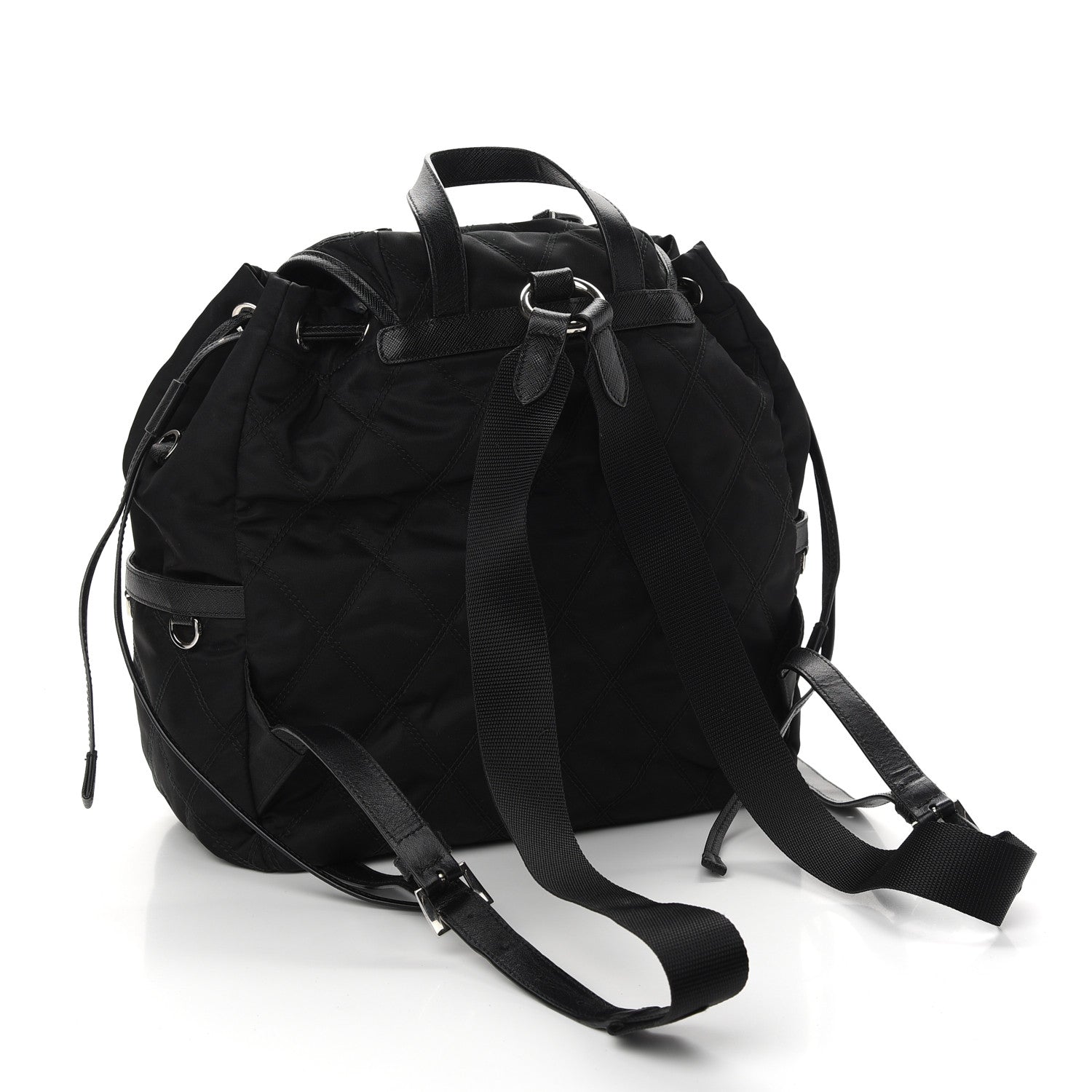 Prada Tessuto Nylon Saffiano Vela Quilted Backpack Black 3 of 9