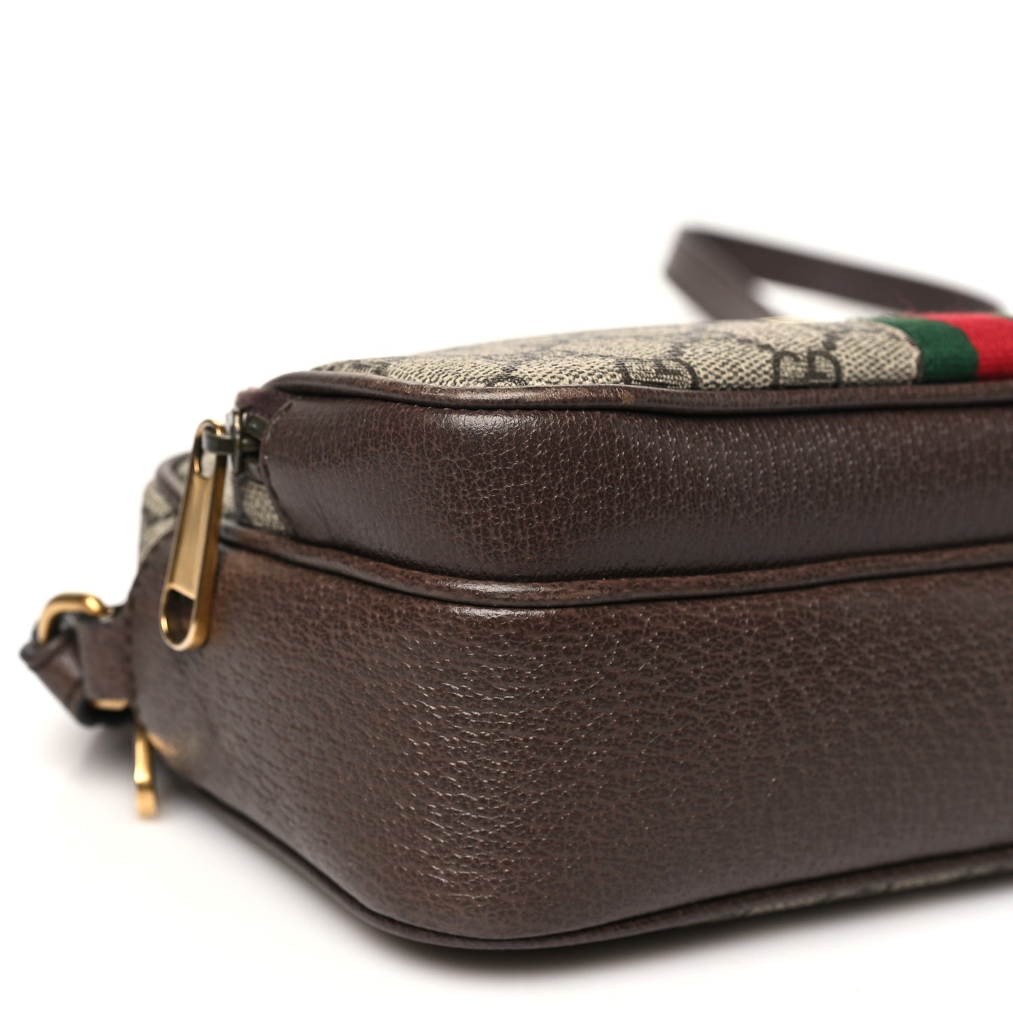 GG Supreme Monogram Textured Dollar Calfskin Web Mini Ophidia Convertible Shoulder Bag Beige Ebony New Acero