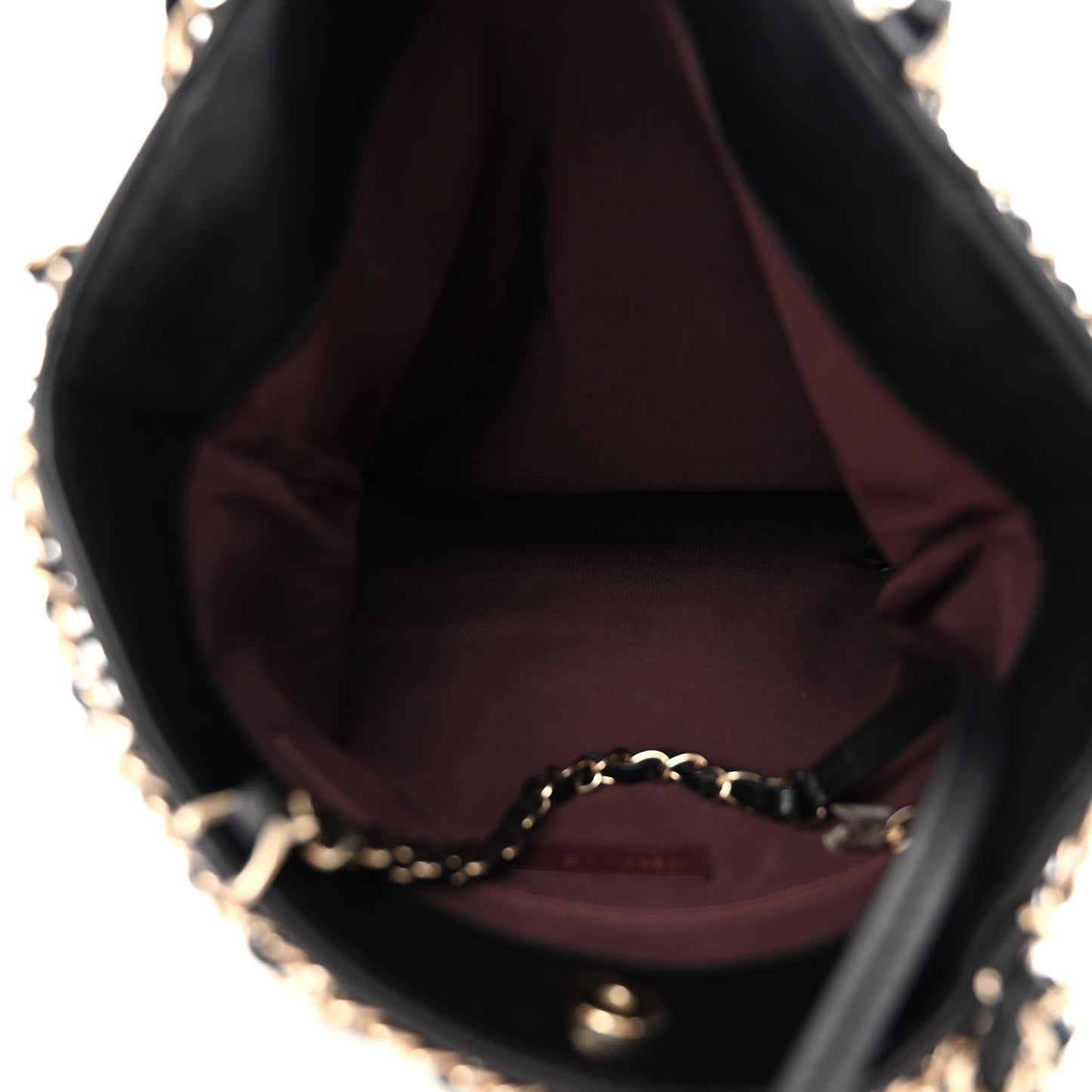 Lambskin Large Shopping Chain Tote Black