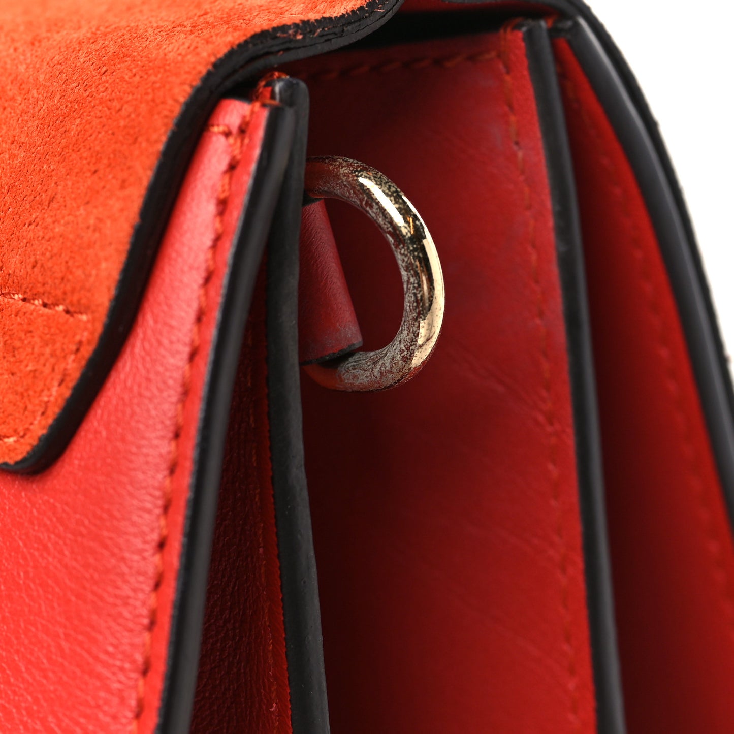 Calfskin Suede Medium Faye Shoulder Bag Sepia Red