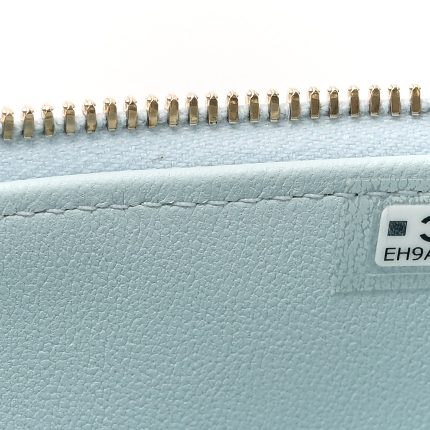 Lambskin Quilted Small Top Handle Vanity Case With Chain Light Blue