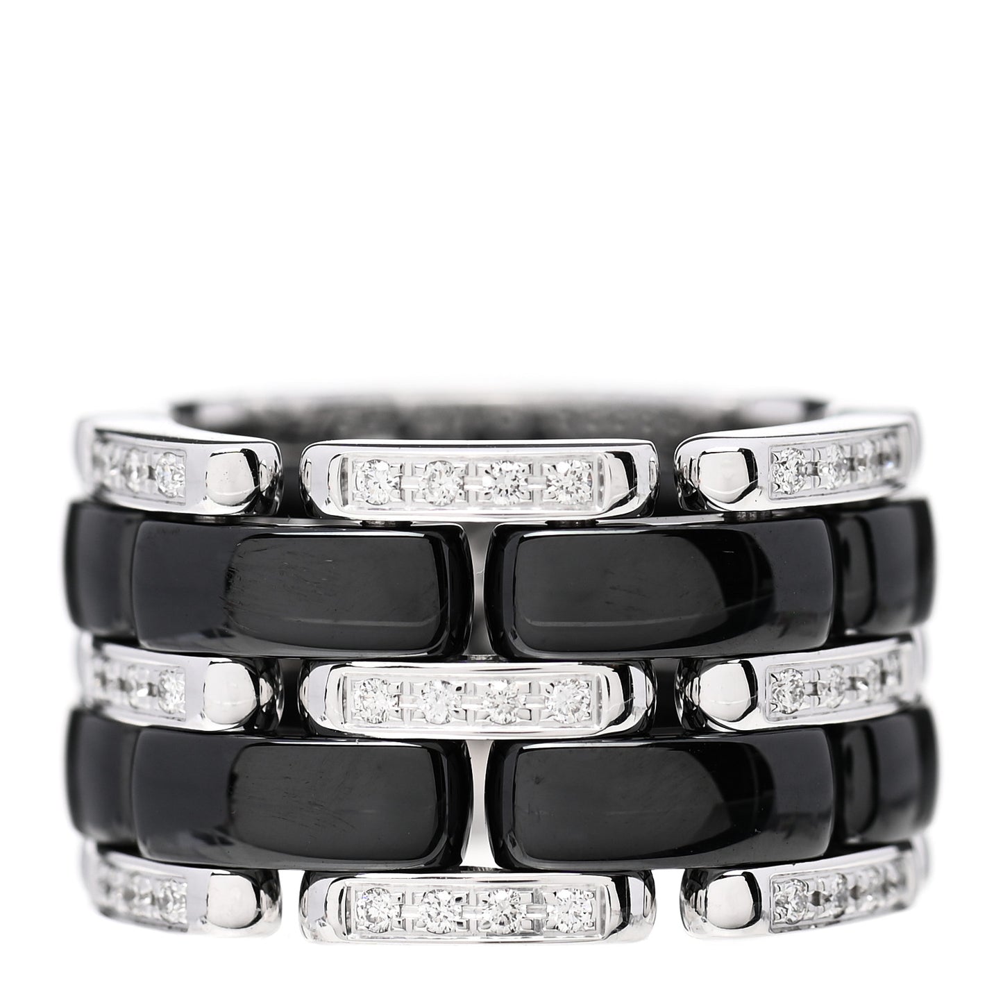 18K White Gold Ceramic Diamond Large Ultra Ring Black 54 6.75