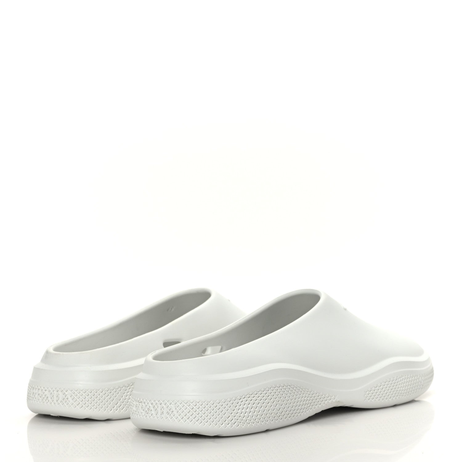 Prada Soft Mellow Rubber Triangle Logo Embossed Mens Mules 45 White 4 of 8