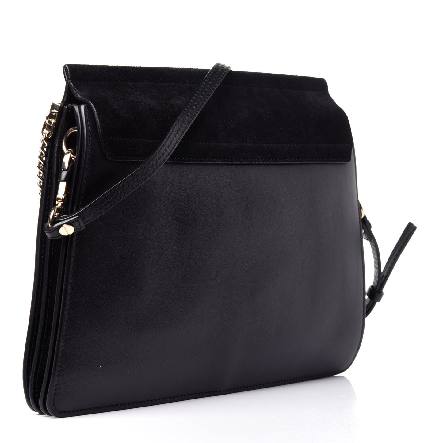 Suede Calfskin Medium Faye Shoulder Bag Black
