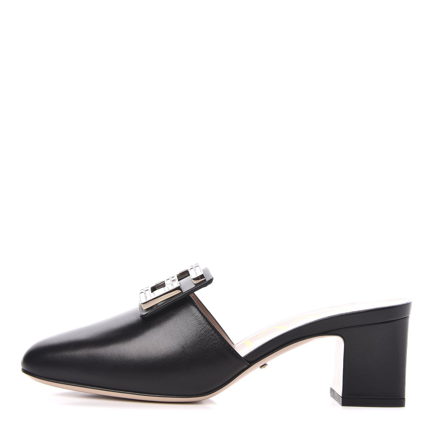 Gucci Malaga Kid Crystal Square G Madelyn Mules 38.5 Black 1 of 8