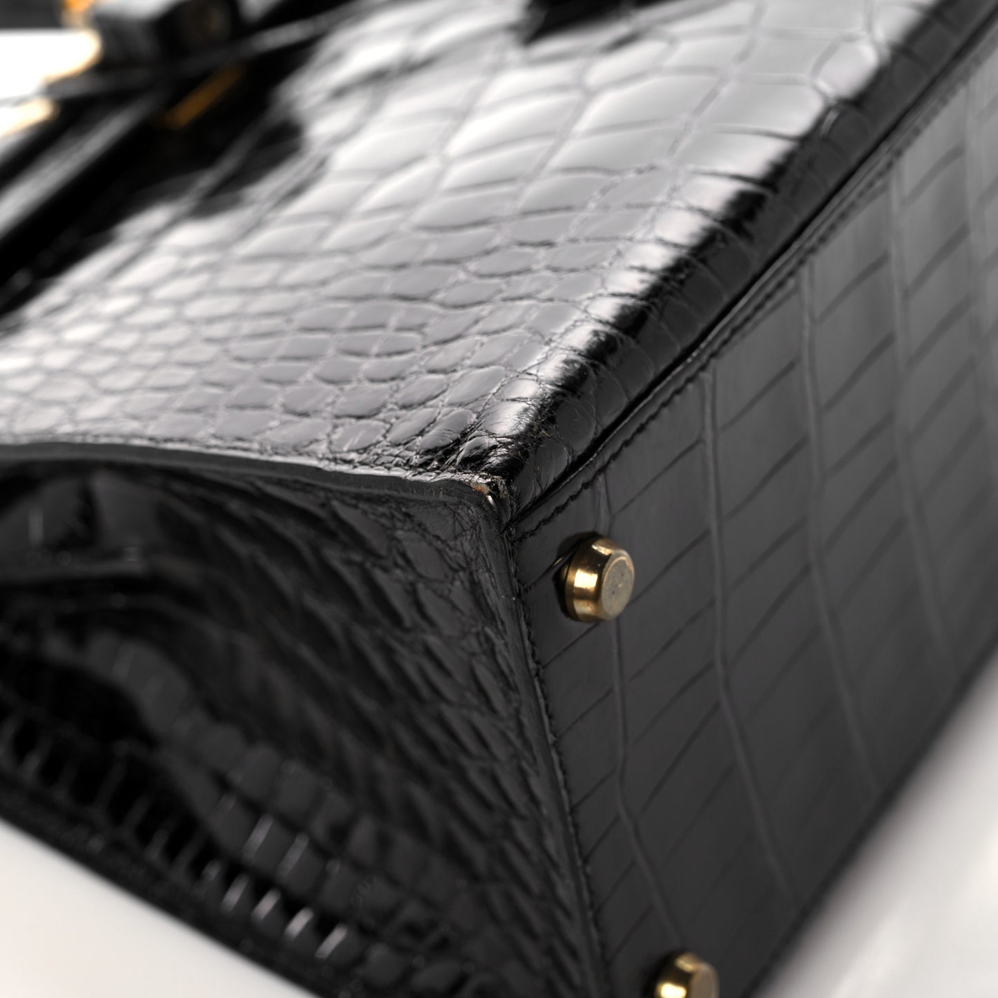 Shiny Alligator Kelly Sellier 28 Black