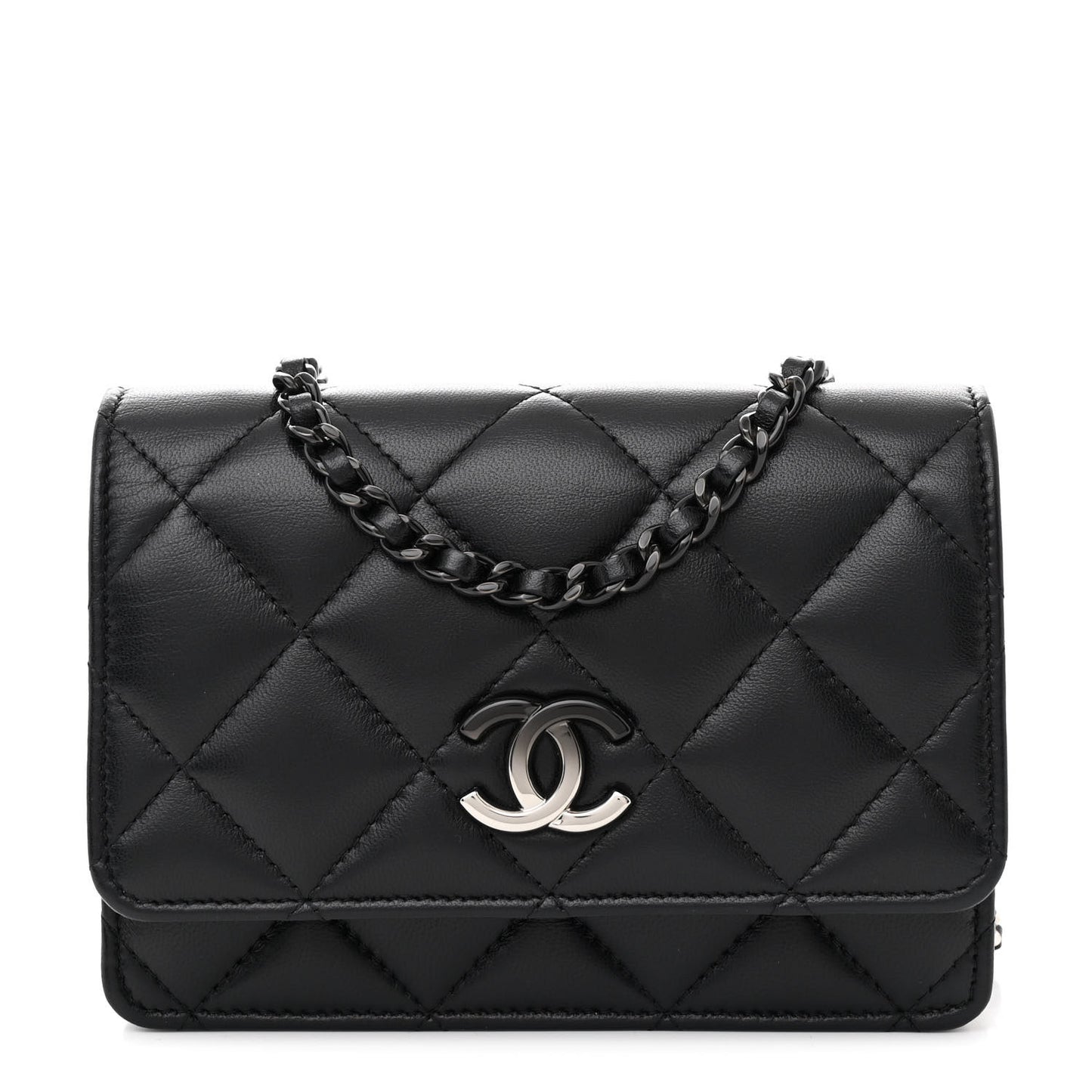 Lambskin Quilted CC Clutch on Chain WOC Black