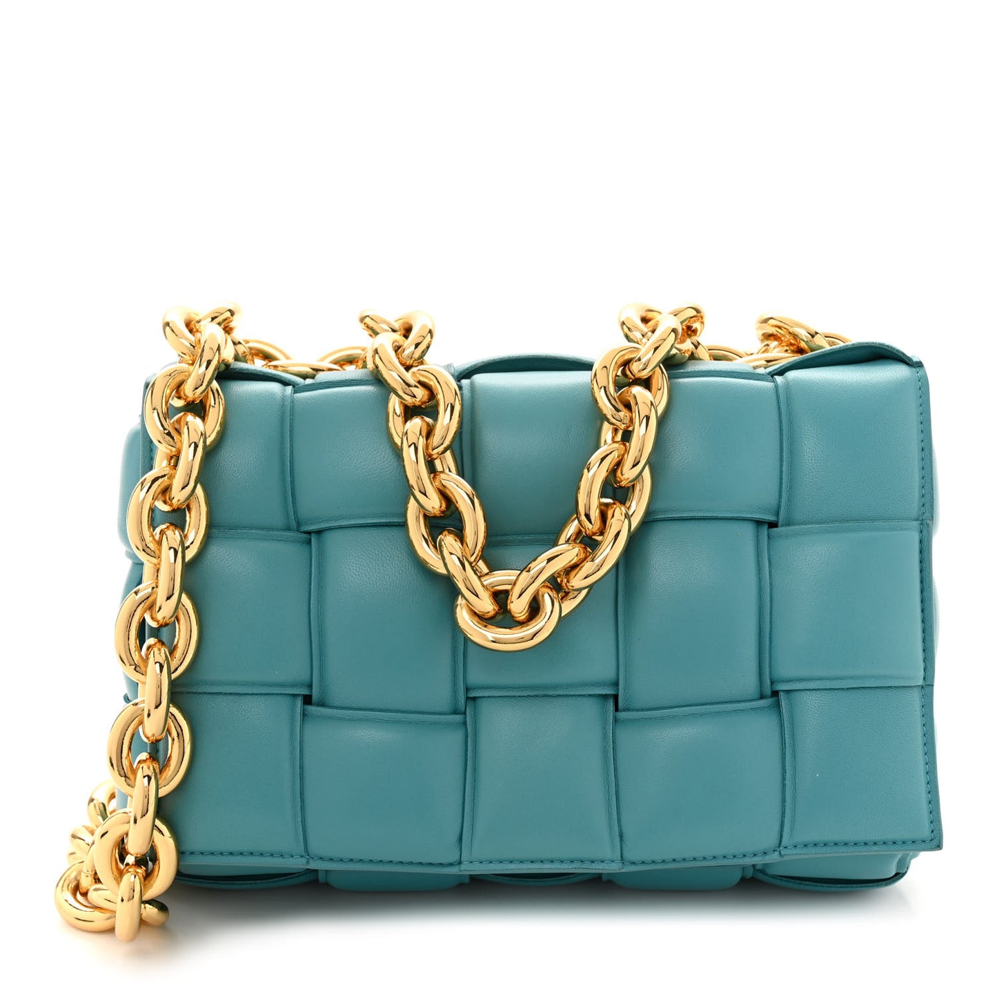 Lambskin Maxi Intreccio Padded Chain Cassette Crossbody Bag Mallard