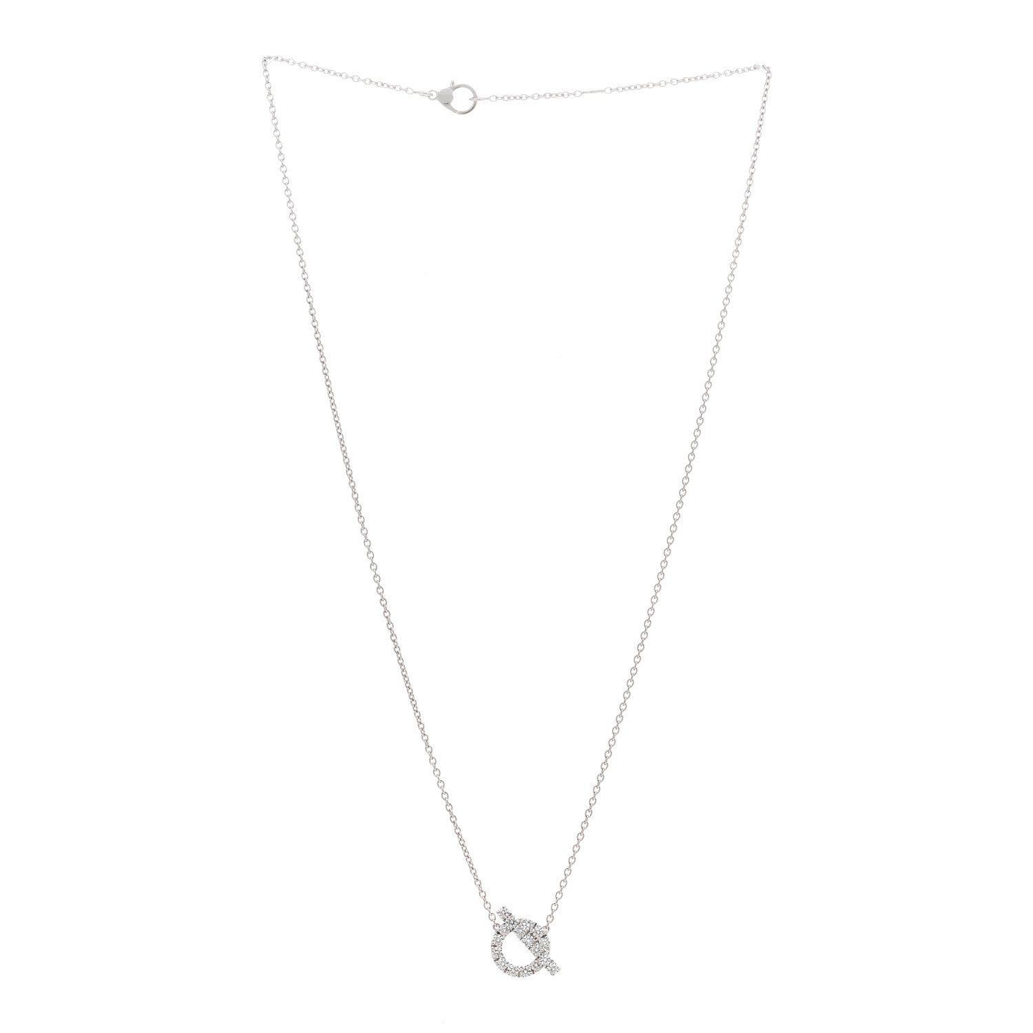Hermes 18K White Gold Diamond Finesse Pendant Necklace 3 of 5