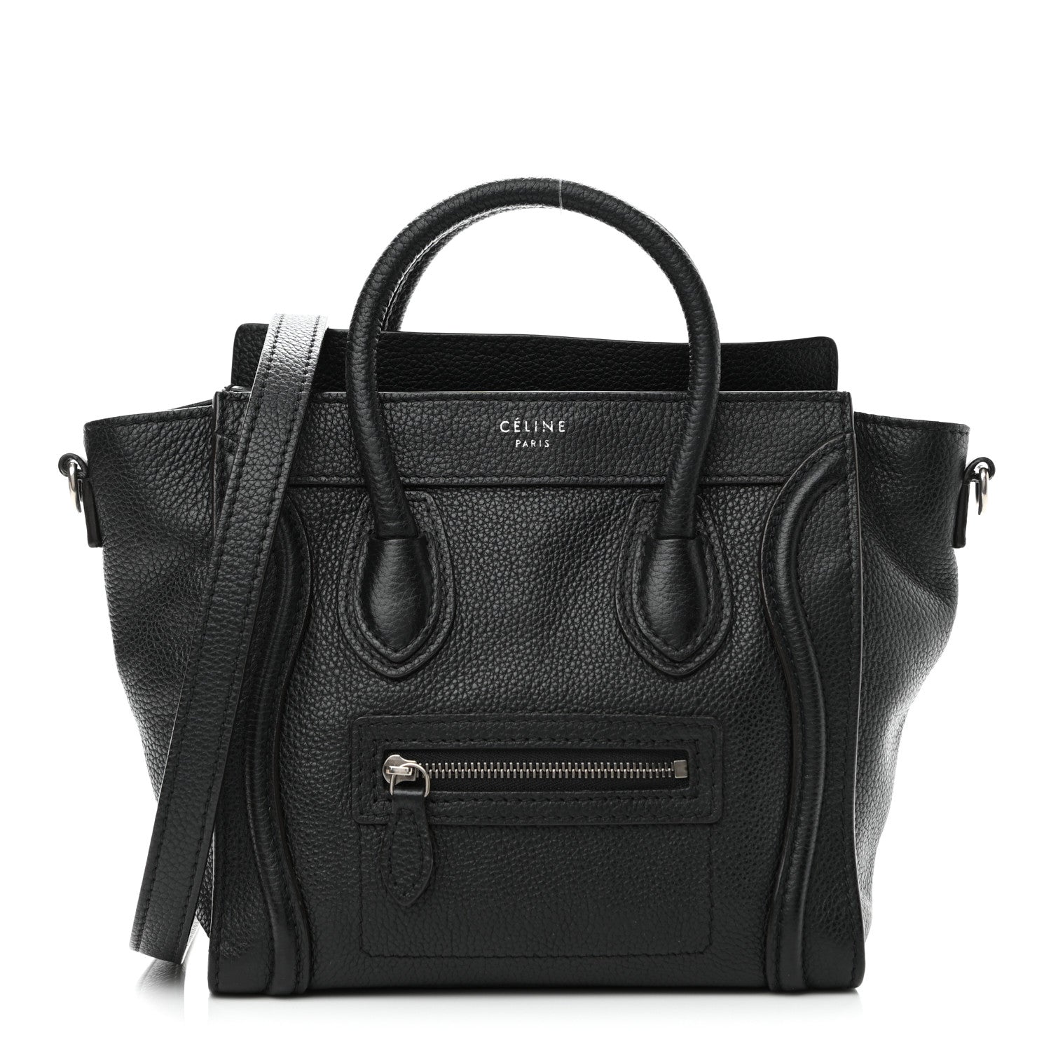 Celine Drummed Calfskin Nano Luggage Black 1 of 11