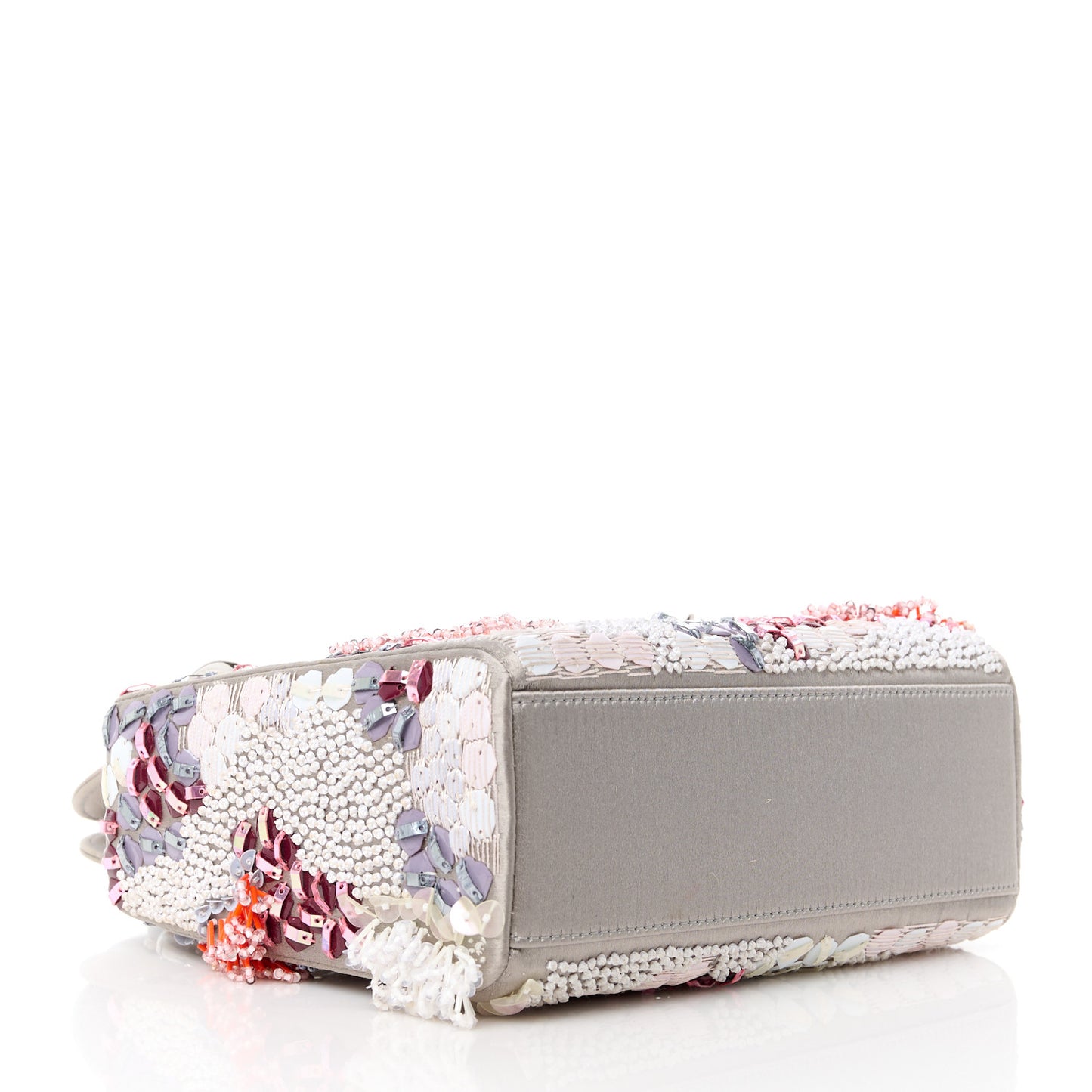 Satin Beaded Sequin Mini Lady Dior Grey Multicolor